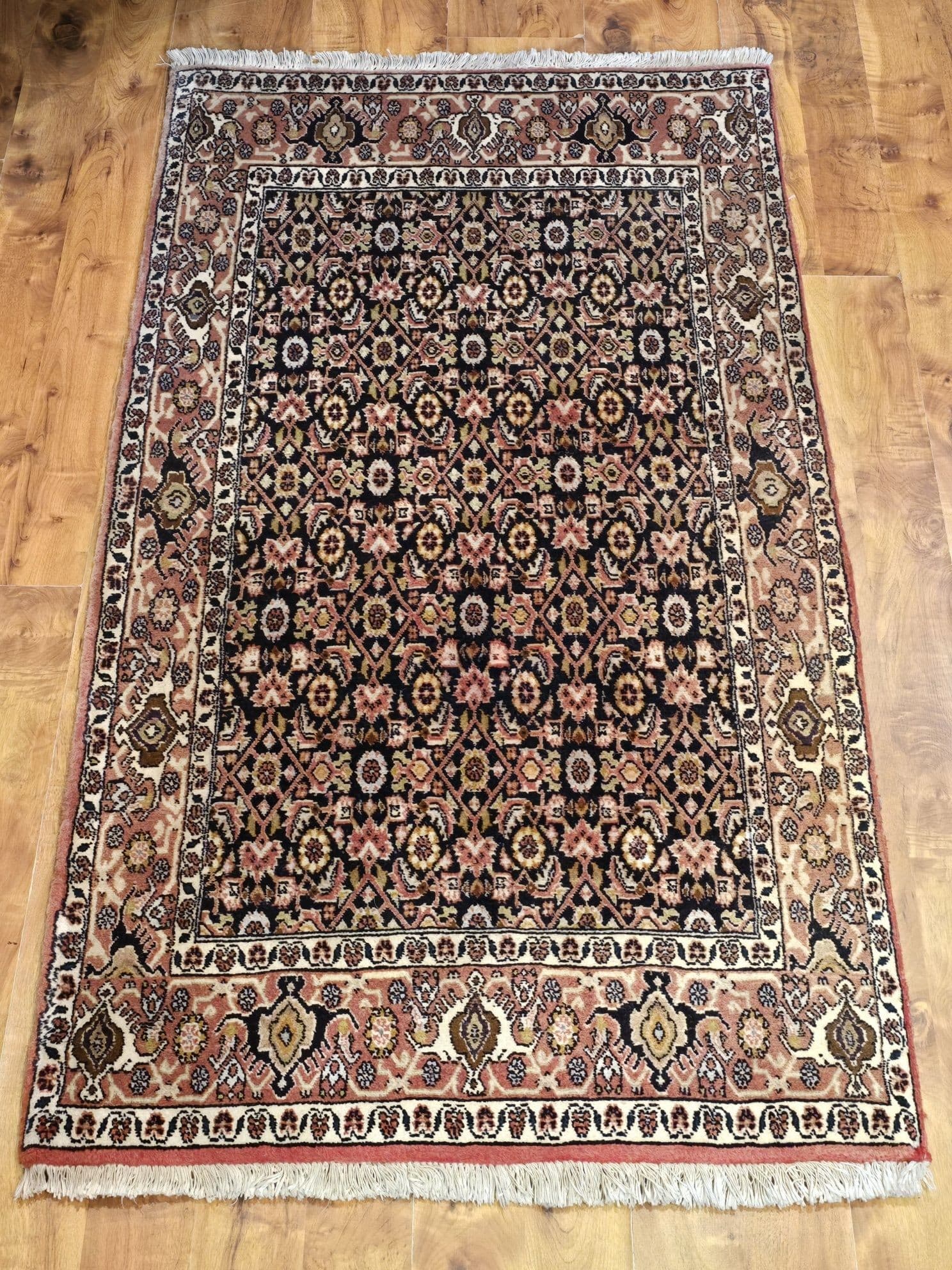 Dywan Bidjar Herati 83x146 cm, niebieski czerwony różowy złoty biały brązowy, wełna, Iran, początek XX w. - 395638