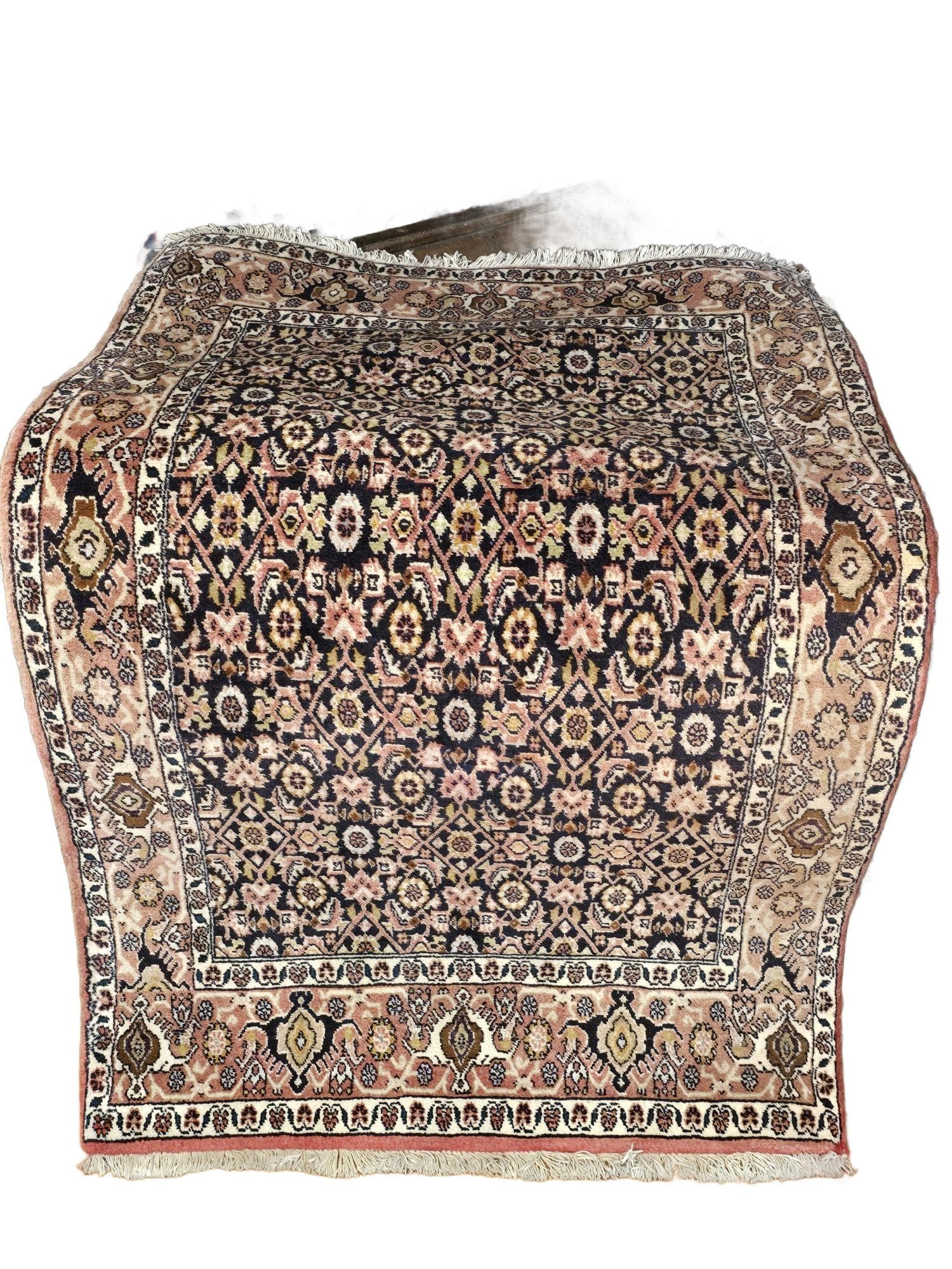 Dywan Bidjar Herati 83x146 cm, niebieski czerwony różowy złoty biały brązowy, wełna, Iran, początek XX w.