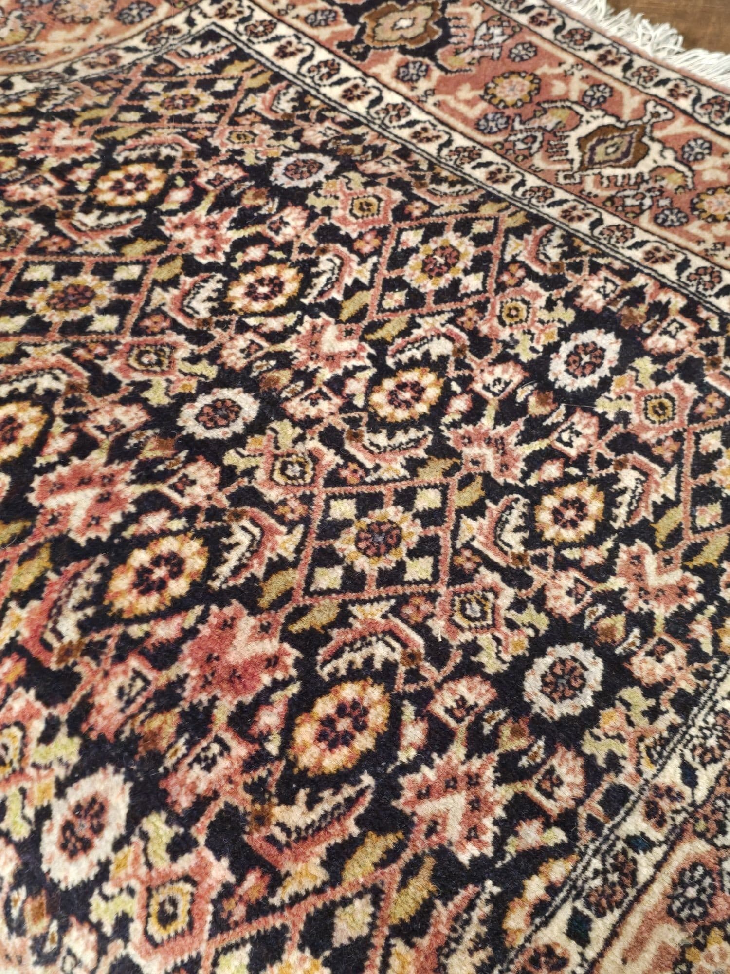 Dywan Bidjar Herati 83x146 cm, niebieski czerwony różowy złoty biały brązowy, wełna, Iran, początek XX w. - 395639