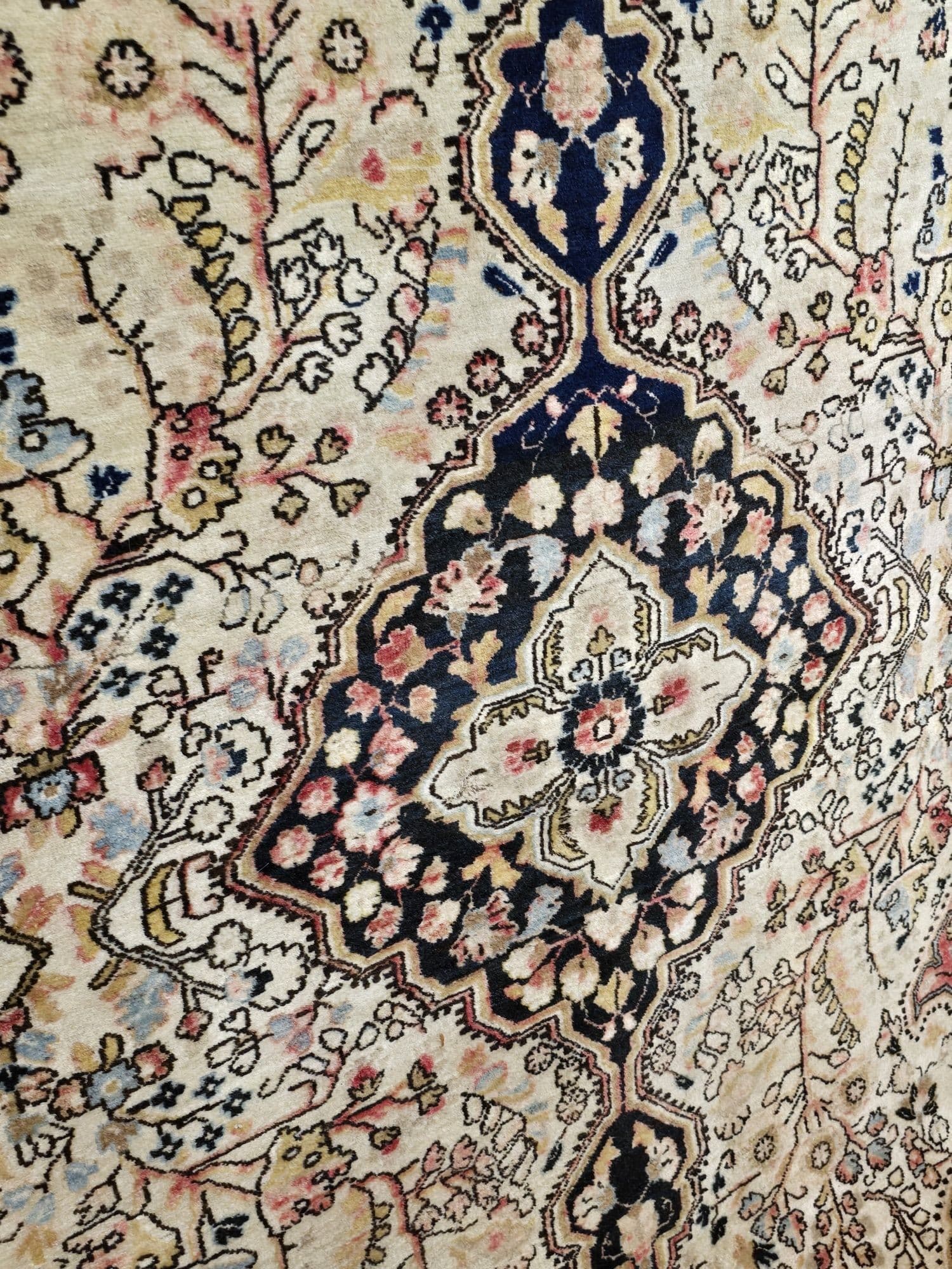 Dywan Tuyserkan Shahrbaft 210x135 cm, beżowy niebieski czerwony, wełna bawełna, Iran, lata 60. - 395650