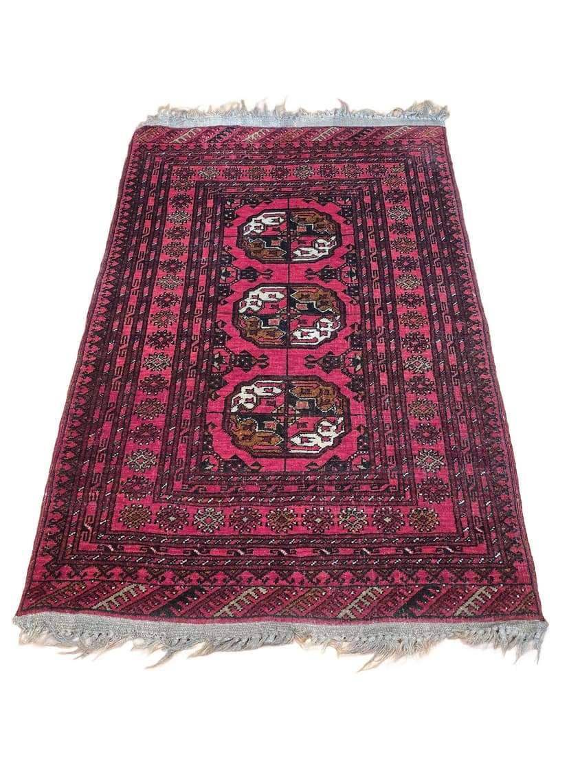 Medallion rug, red, wool, Afghanistan, 1970s, 80x125 cm