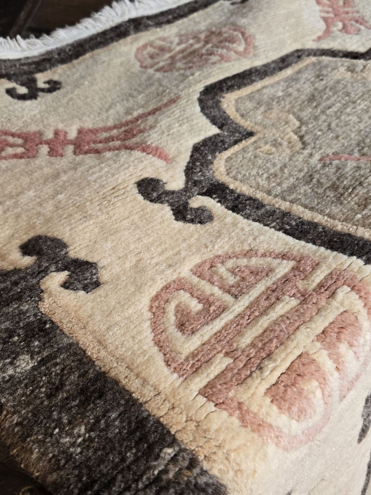 Tibetan Rug Shou, 93x173 cm, beige grey brown pink, wool, Nepal - 395683