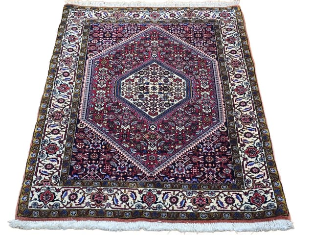 Dywan Bidjar, 126x82 cm, czerwony niebieski, wełna, Iran - WYMIARY