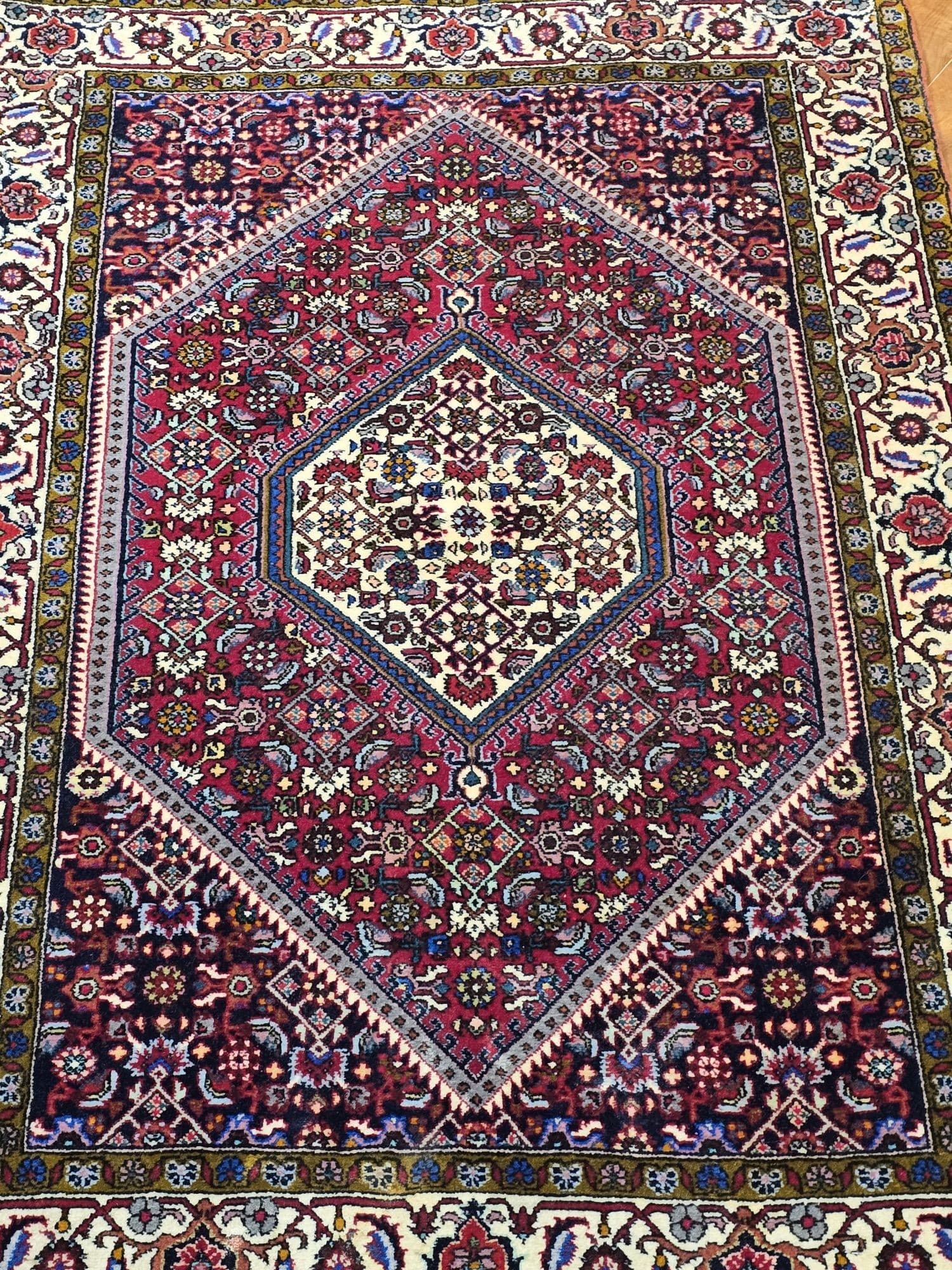 Dywan Bidjar, 126x82 cm, czerwony niebieski, wełna, Iran - 395710