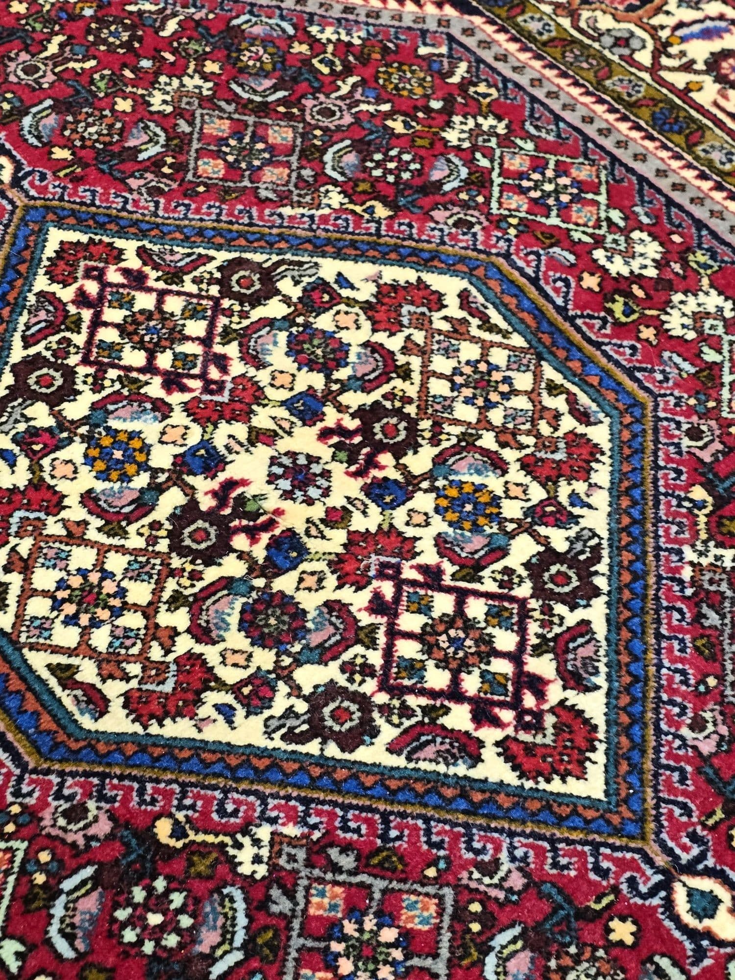 Dywan Bidjar, 126x82 cm, czerwony niebieski, wełna, Iran - 395715
