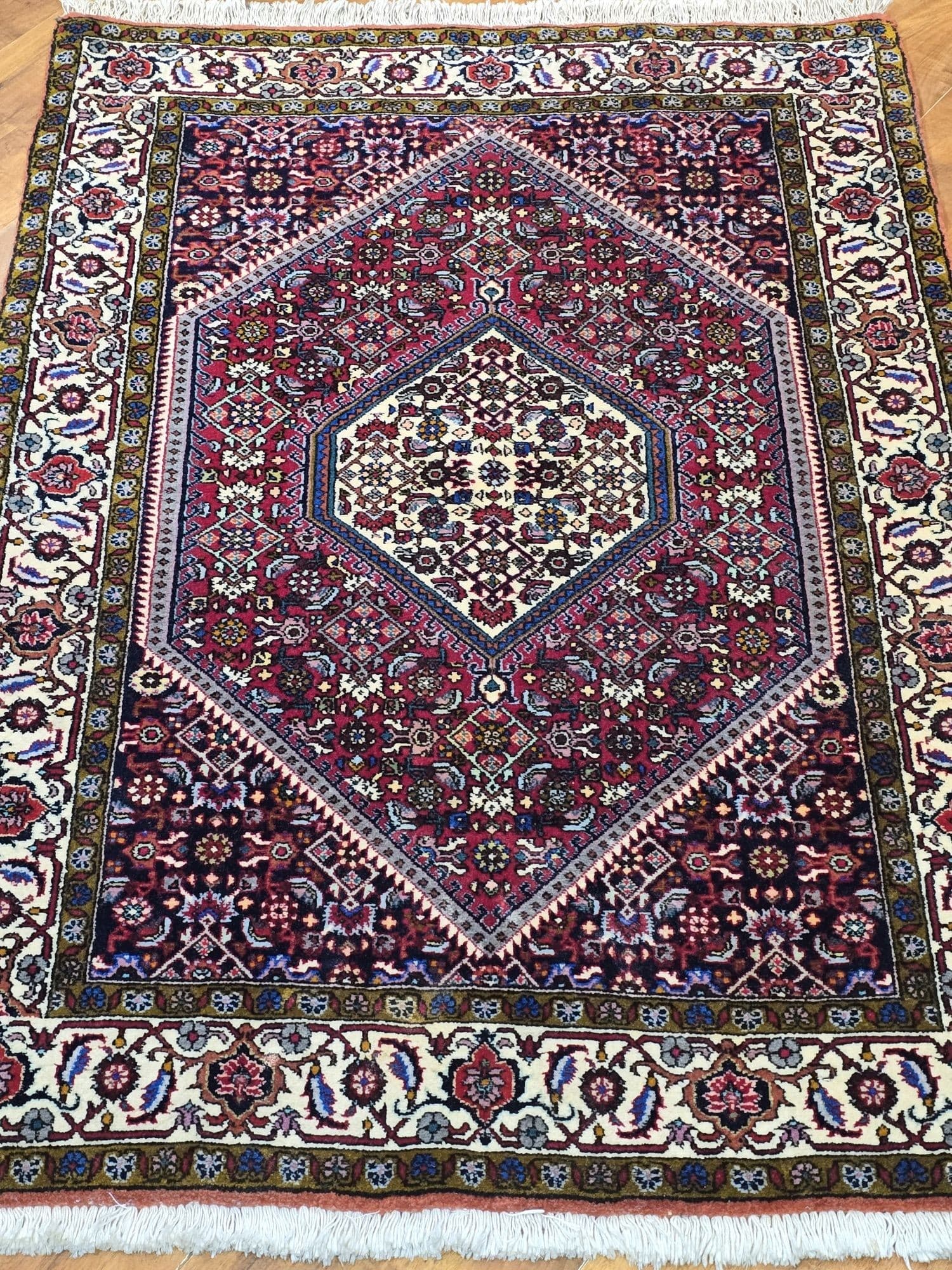 Dywan Bidjar, 126x82 cm, czerwony niebieski, wełna, Iran - 395716