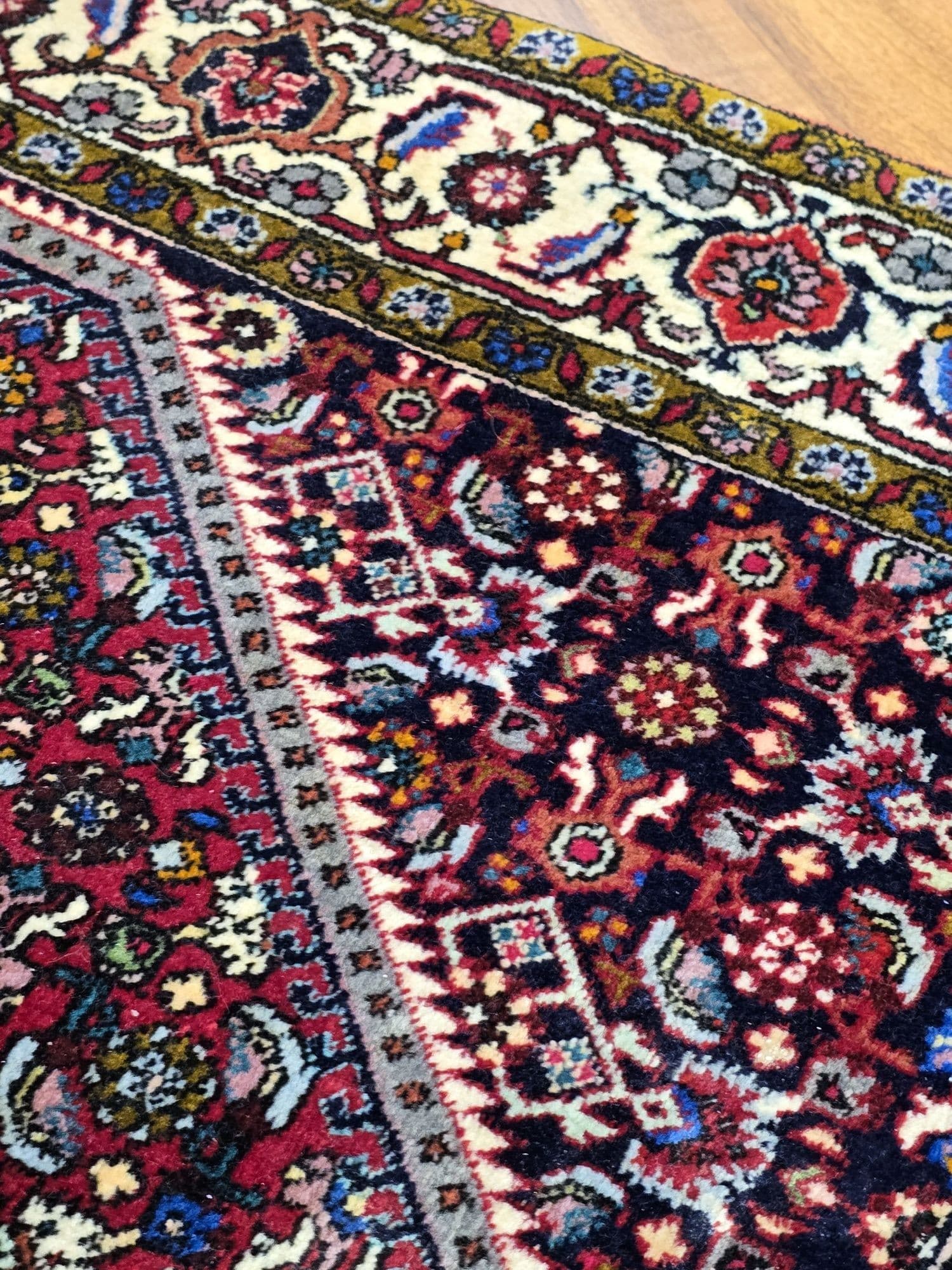 Dywan Bidjar, 126x82 cm, czerwony niebieski, wełna, Iran - 395714