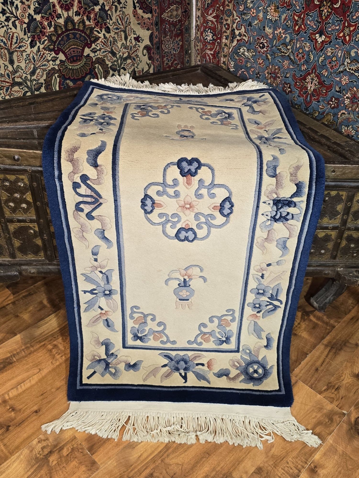 Chinese rug, 70x140 cm, beige, wool, China, early 20th century - 395735