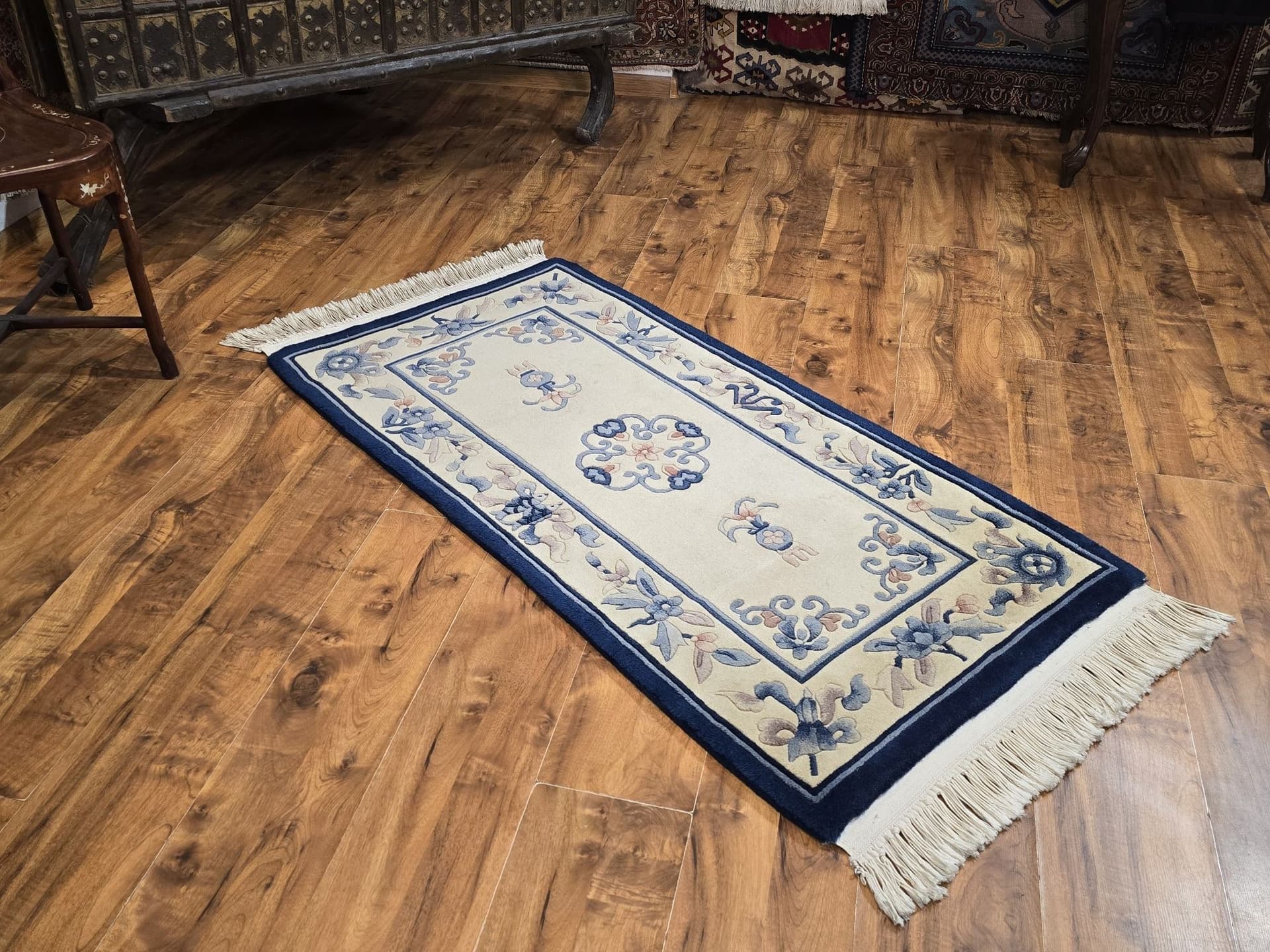 Chinese rug, 70x140 cm, beige, wool, China, early 20th century - 395729