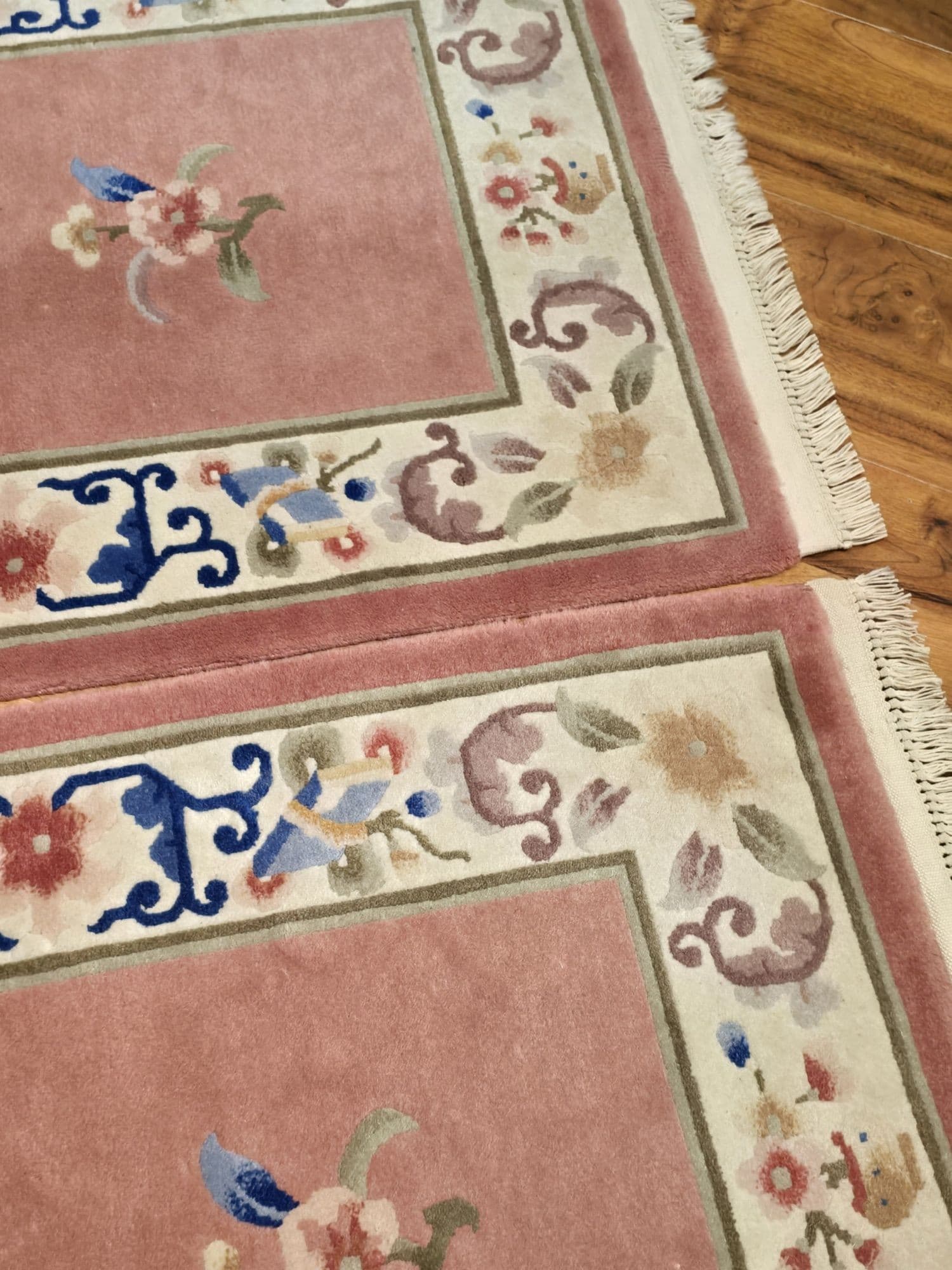Pair of rugs, Art Deco, pink blue, wool, China, 1960s. - 395787