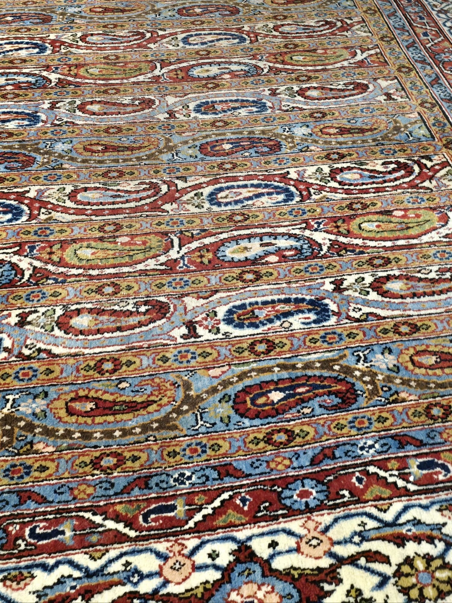 Dywan Qom Moharramat 330x215 cm, szary, wełna kork, Iran, lata 70. - 395818
