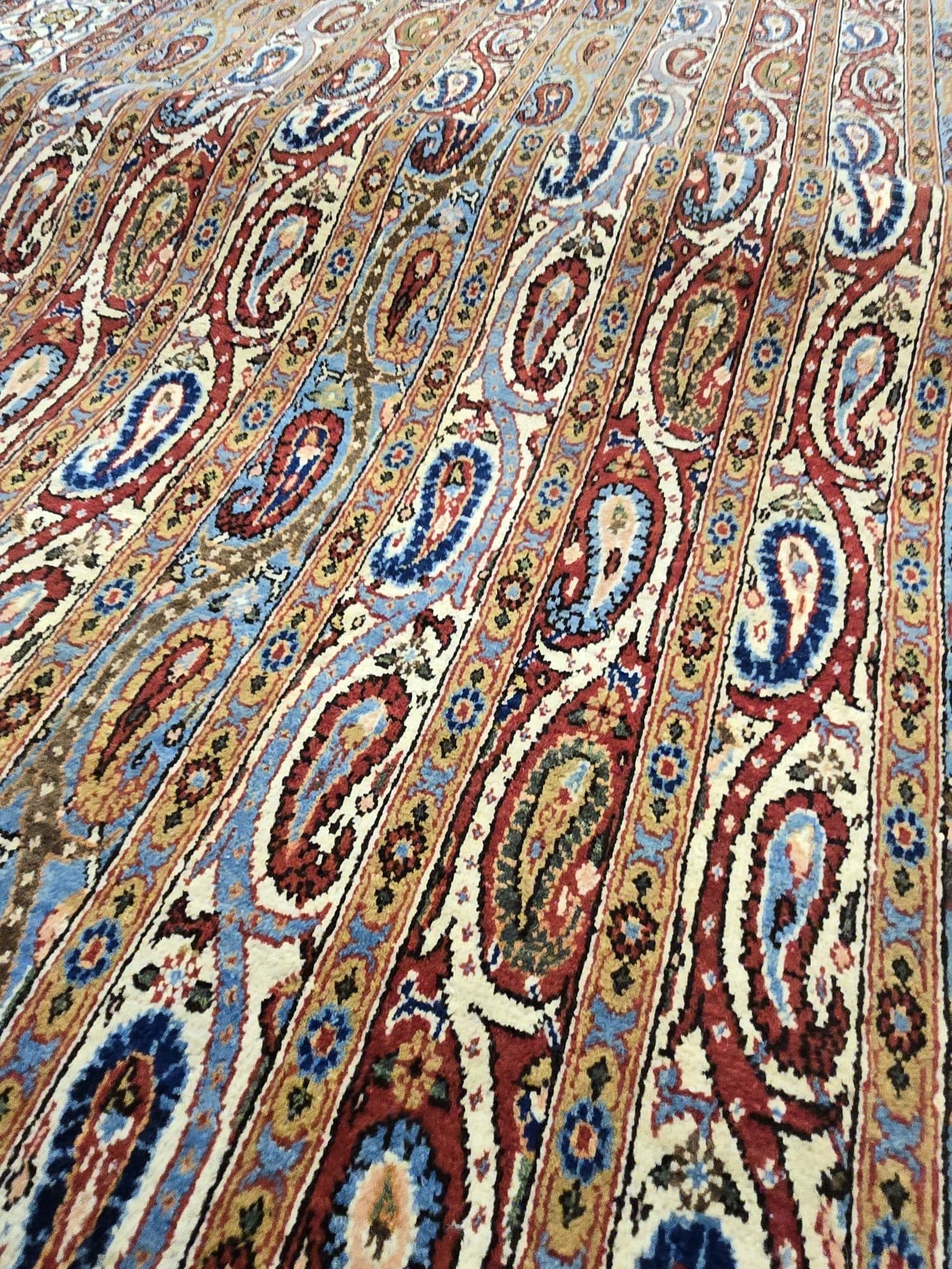 Dywan Qom Moharramat 330x215 cm, szary, wełna kork, Iran, lata 70. - 395813
