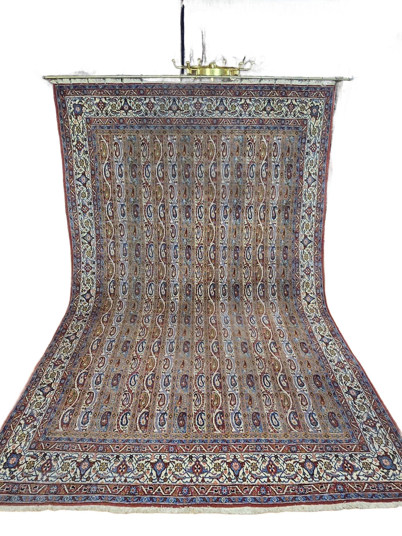 Dywan Qom Moharramat 330x215 cm, szary, wełna kork, Iran, lata 70. - 395812