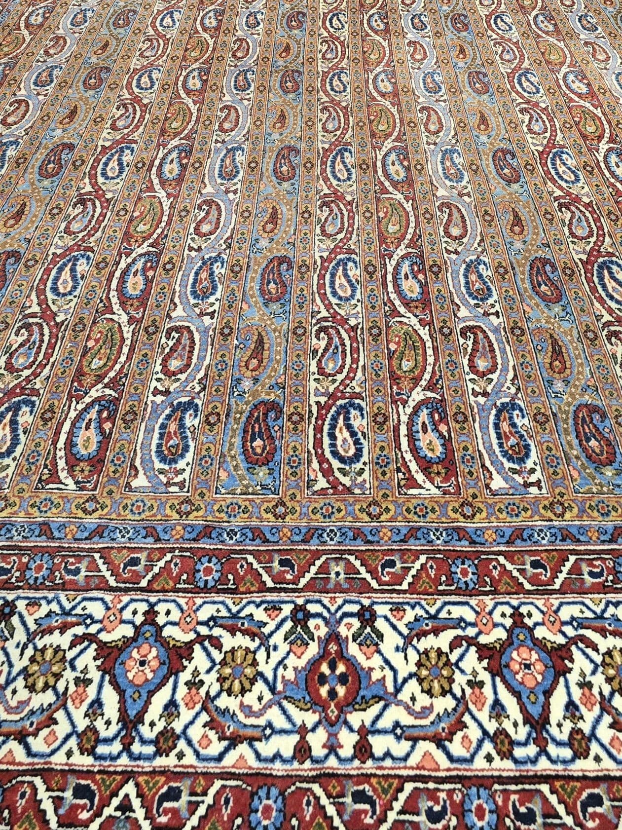 Dywan Qom Moharramat 330x215 cm, szary, wełna kork, Iran, lata 70. - 395815