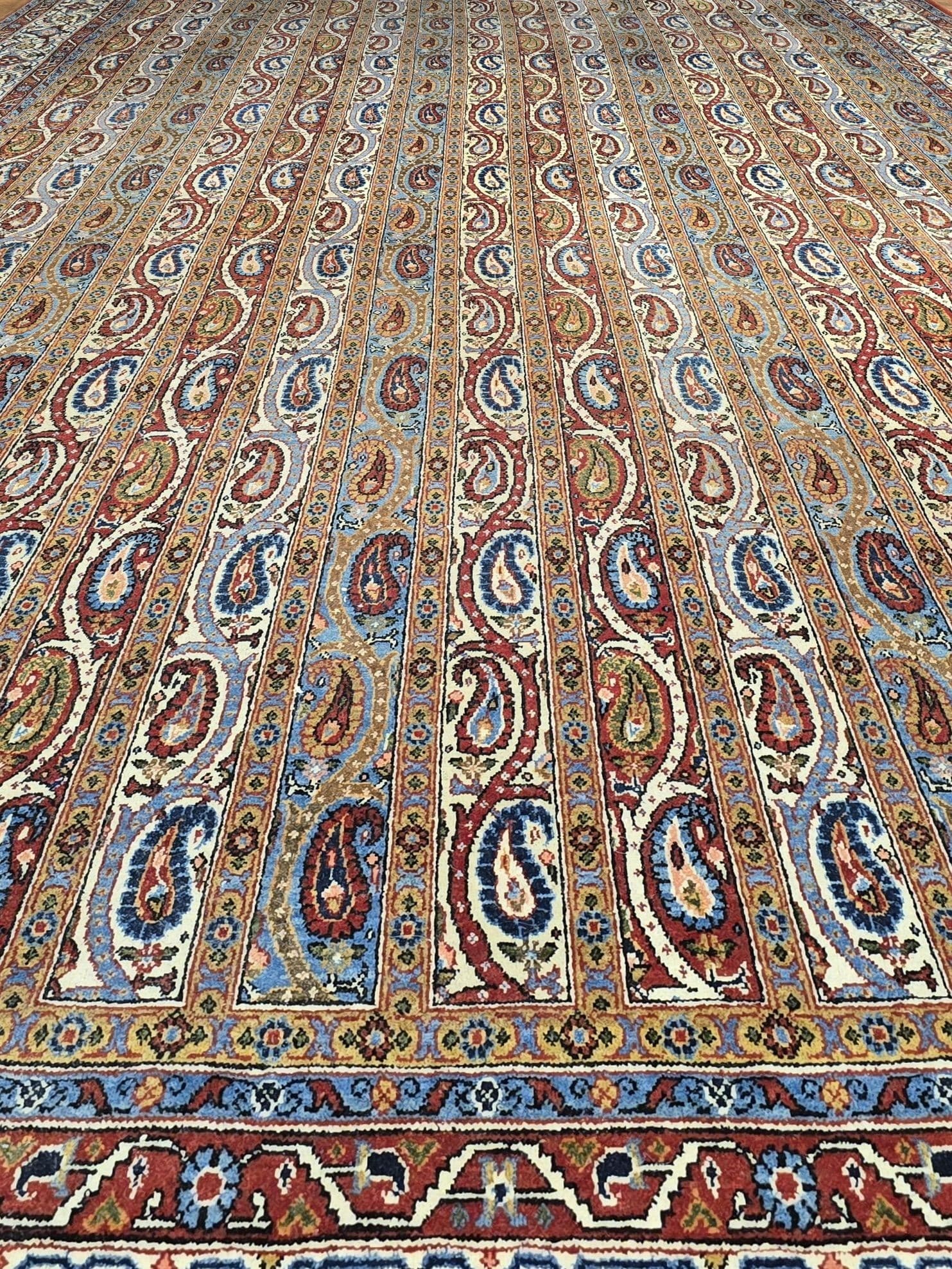 Dywan Qom Moharramat 330x215 cm, szary, wełna kork, Iran, lata 70. - 395814