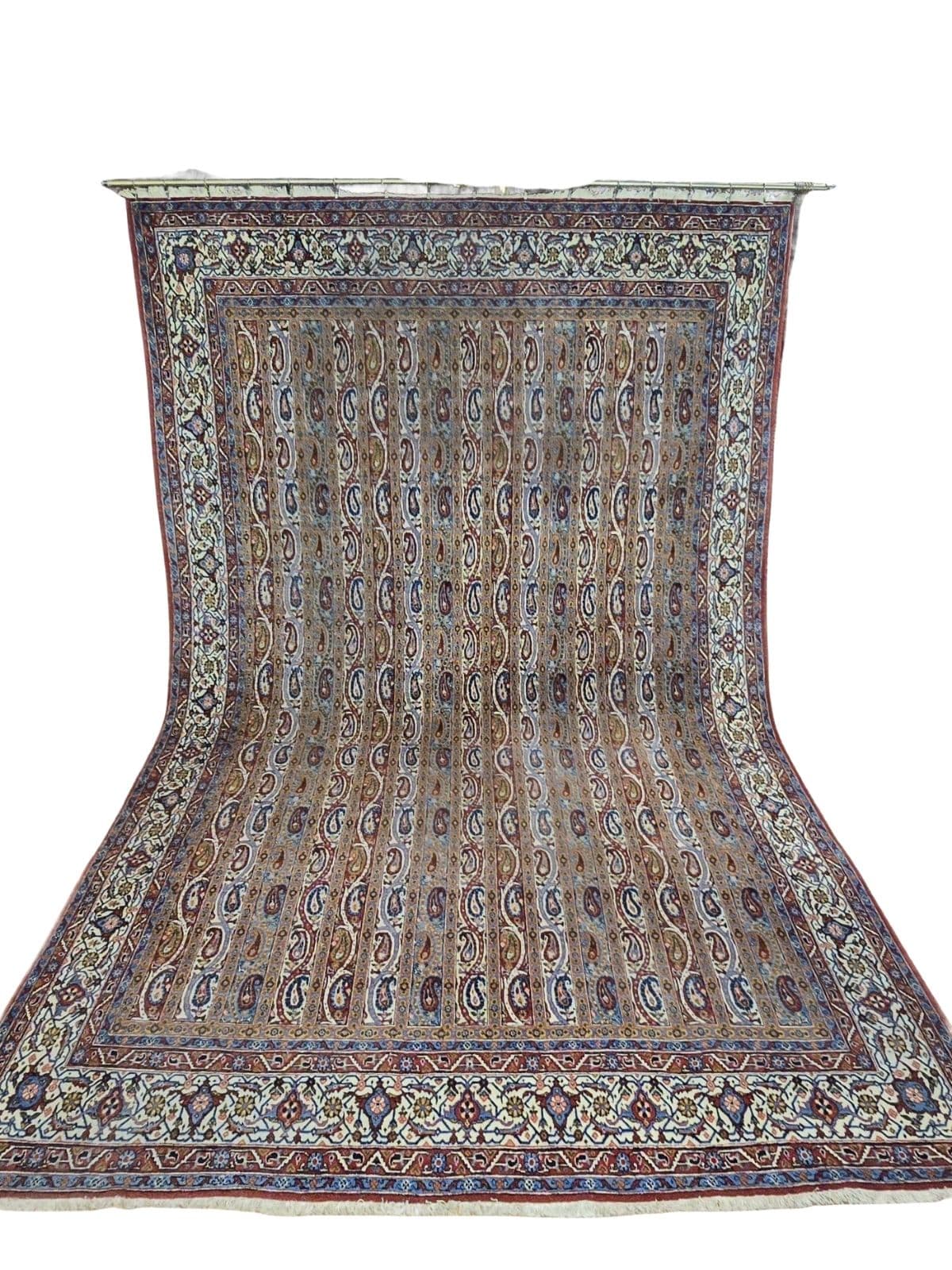 Dywan Qom Moharramat 330x215 cm, szary, wełna kork, Iran, lata 70.