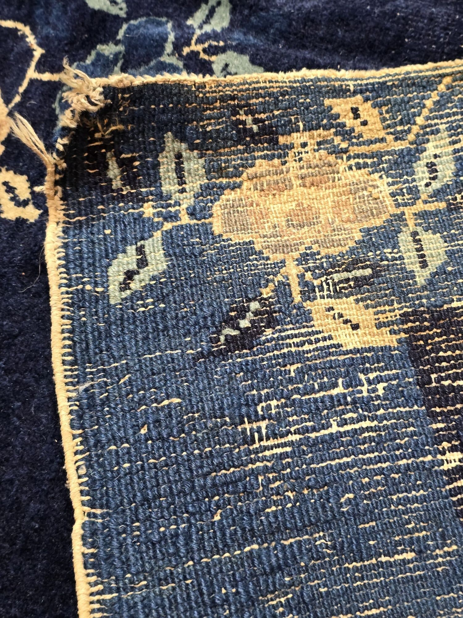 Rug Art Deco, 160 x 236 cm, indigo wool, cotton, China, 1920s. - 395835