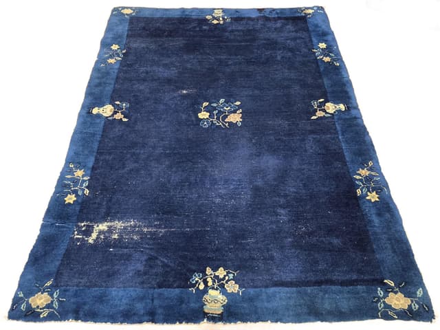 Rug Art Deco, 160 x 236 cm, indigo wool, cotton, China, 1920s. - DIMENSION
