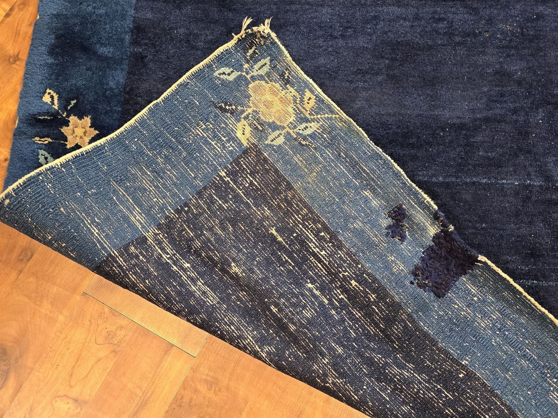 Rug Art Deco, 160 x 236 cm, indigo wool, cotton, China, 1920s. - 395837