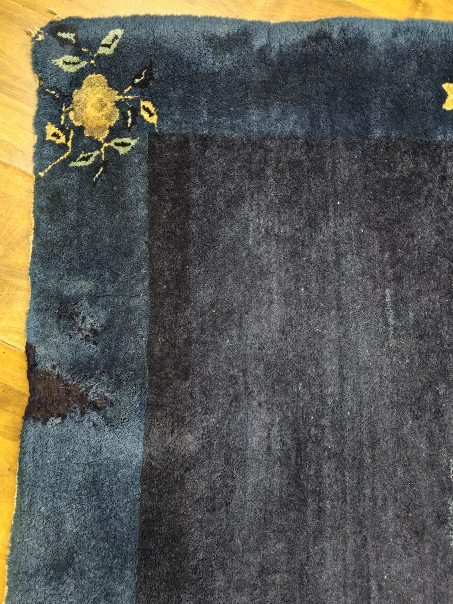 Rug Art Deco, 160 x 236 cm, indigo wool, cotton, China, 1920s. - 395833