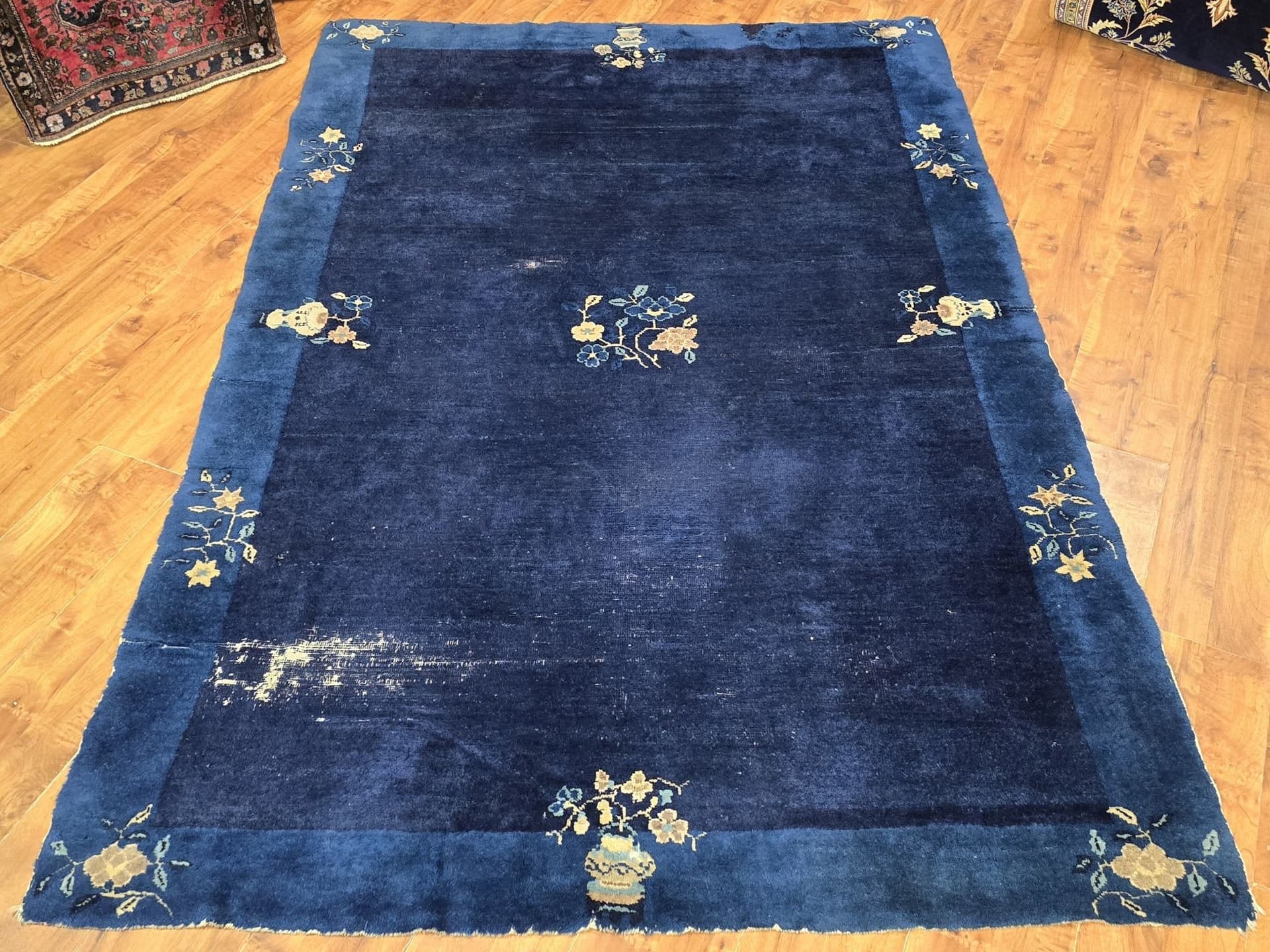 Rug Art Deco, 160 x 236 cm, indigo wool, cotton, China, 1920s. - 395838