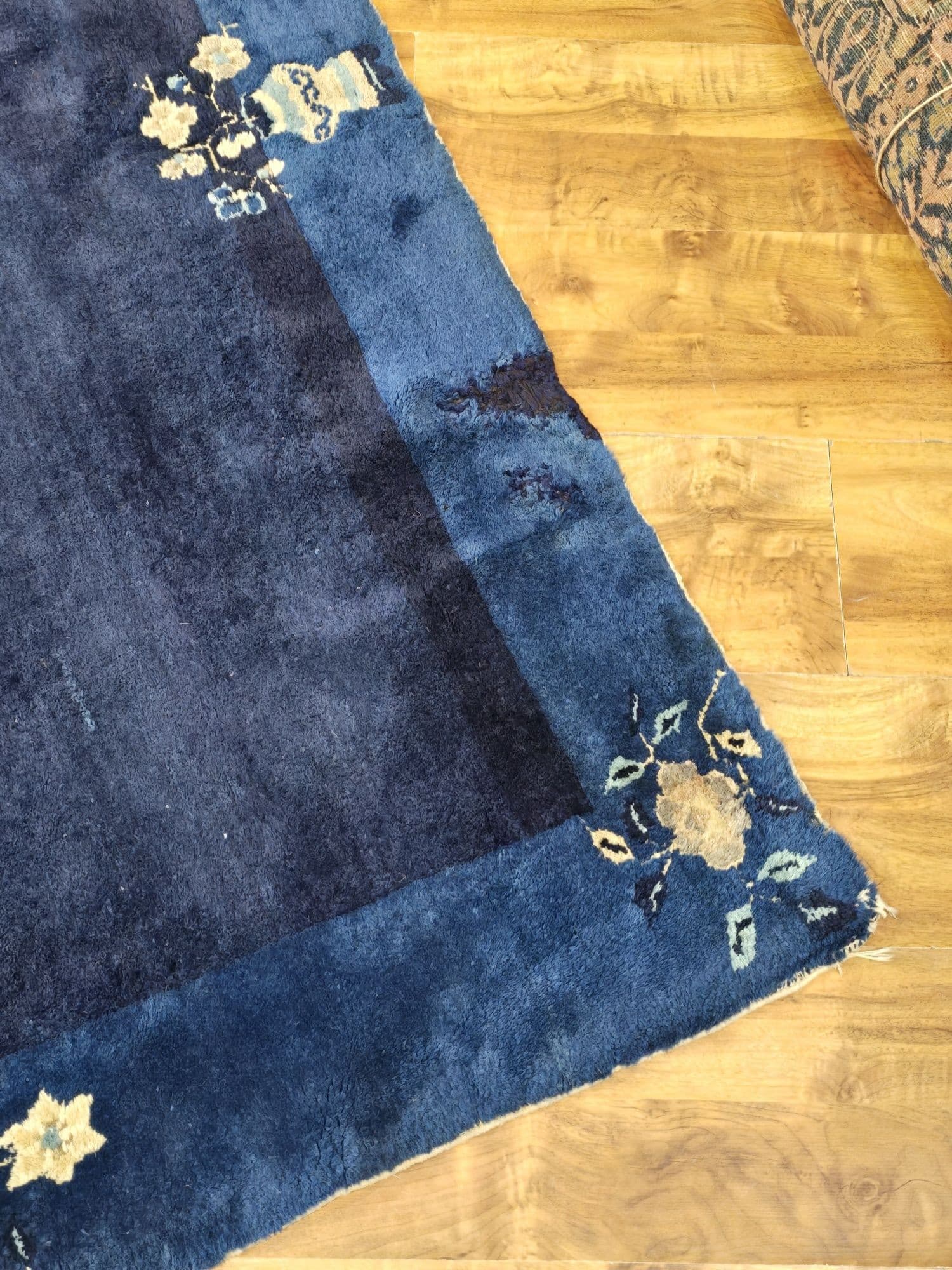 Rug Art Deco, 160 x 236 cm, indigo wool, cotton, China, 1920s. - 395836
