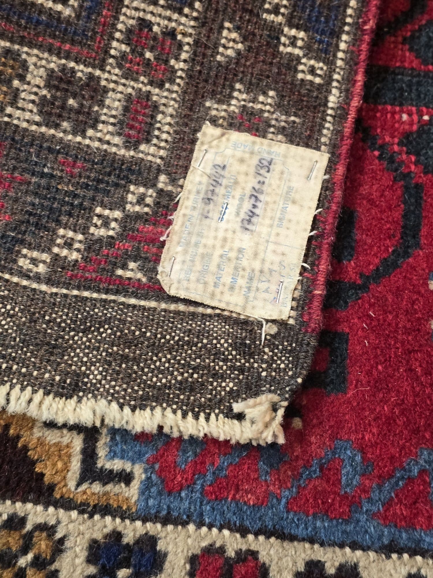 Chodnik Dosemealtı 185x76 cm, czerwony niebieski brązowy biały zielony, wełna, Turcja, lata 70. - 395845