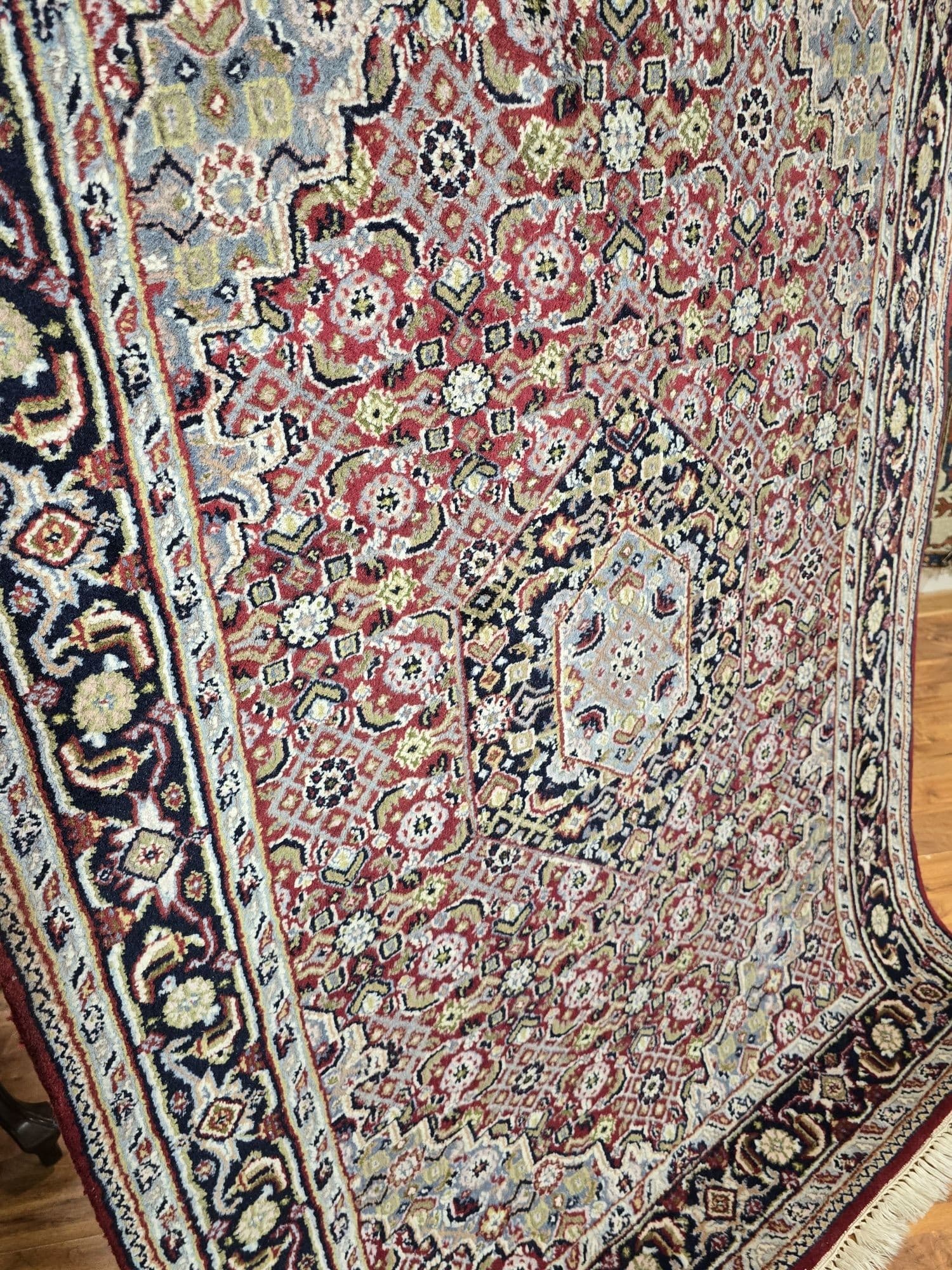 Rug Indo Bidjar 115x185 cm, red blue beige gold, wool, India - 395886