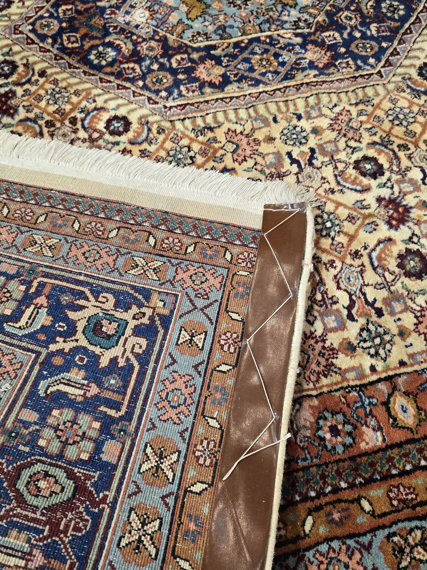 Rug Indo Bidjar 200x200 cm, white, orange, blue, beige, brown wool - 395895