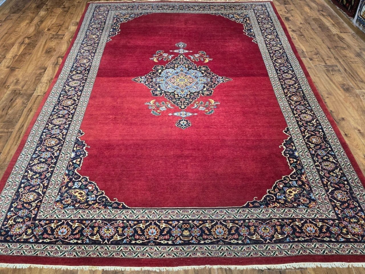 Dywan perski Kashan, 305x215 cm, czerwony, wełna, Iran, lata 60. - 395907