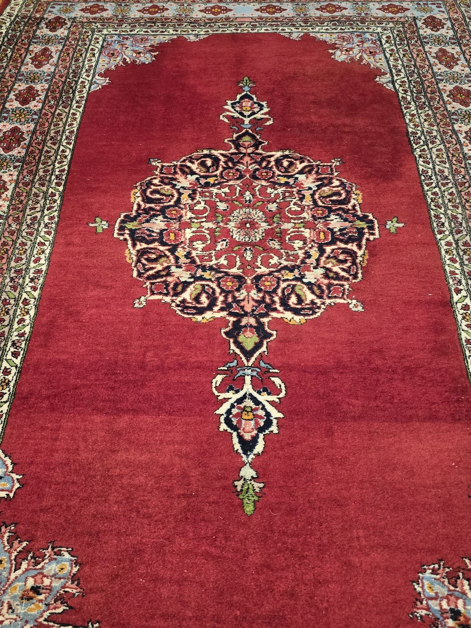 Dywan perski Kashan, 195x125 cm, wełna czerwona, Iran, lata 60. - 395912