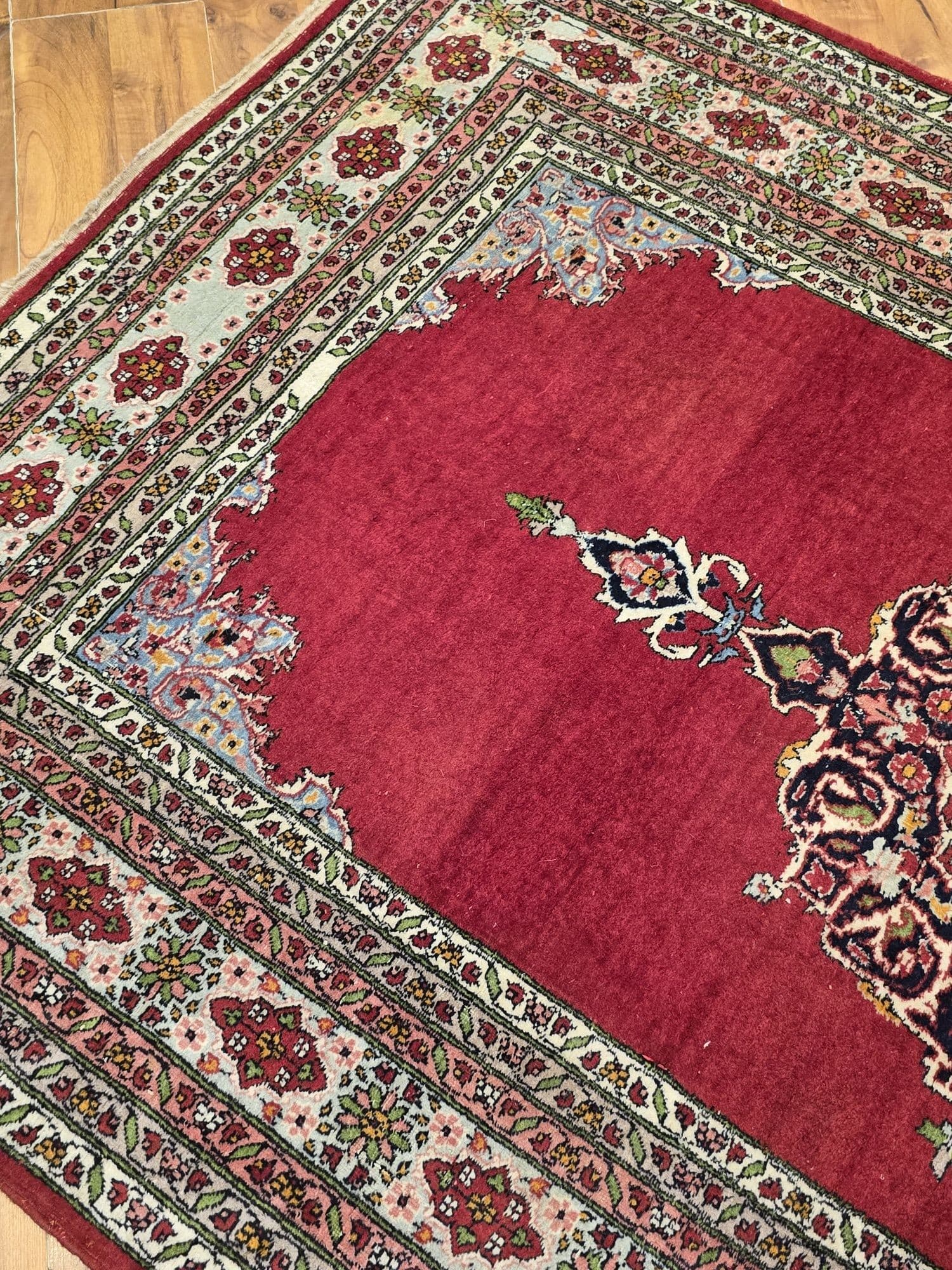Dywan perski Kashan, 195x125 cm, wełna czerwona, Iran, lata 60. - 395909