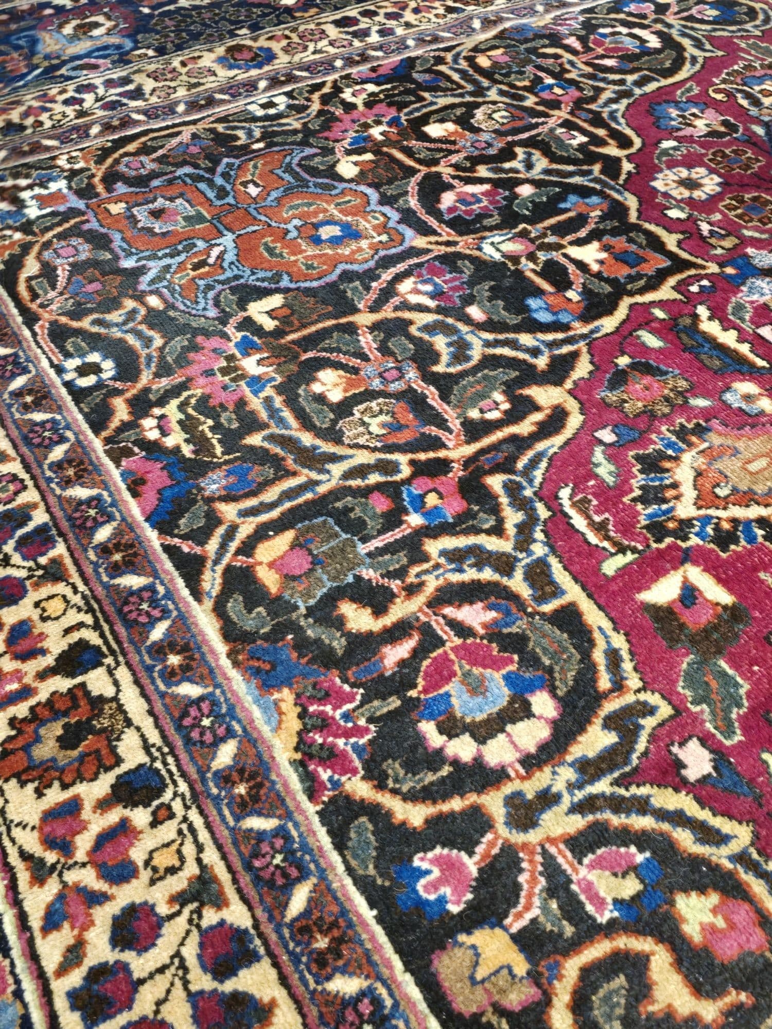 Dywan Mashhad, perski, czerwony, wełna, Iran, lata 90. - 395923
