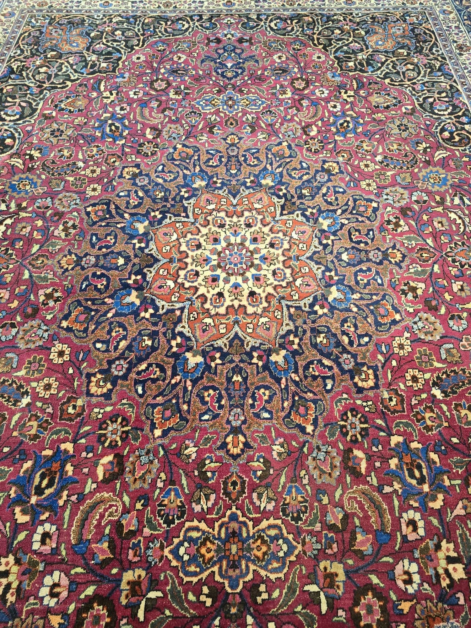 Dywan Mashhad, perski, czerwony, wełna, Iran, lata 90. - 395921