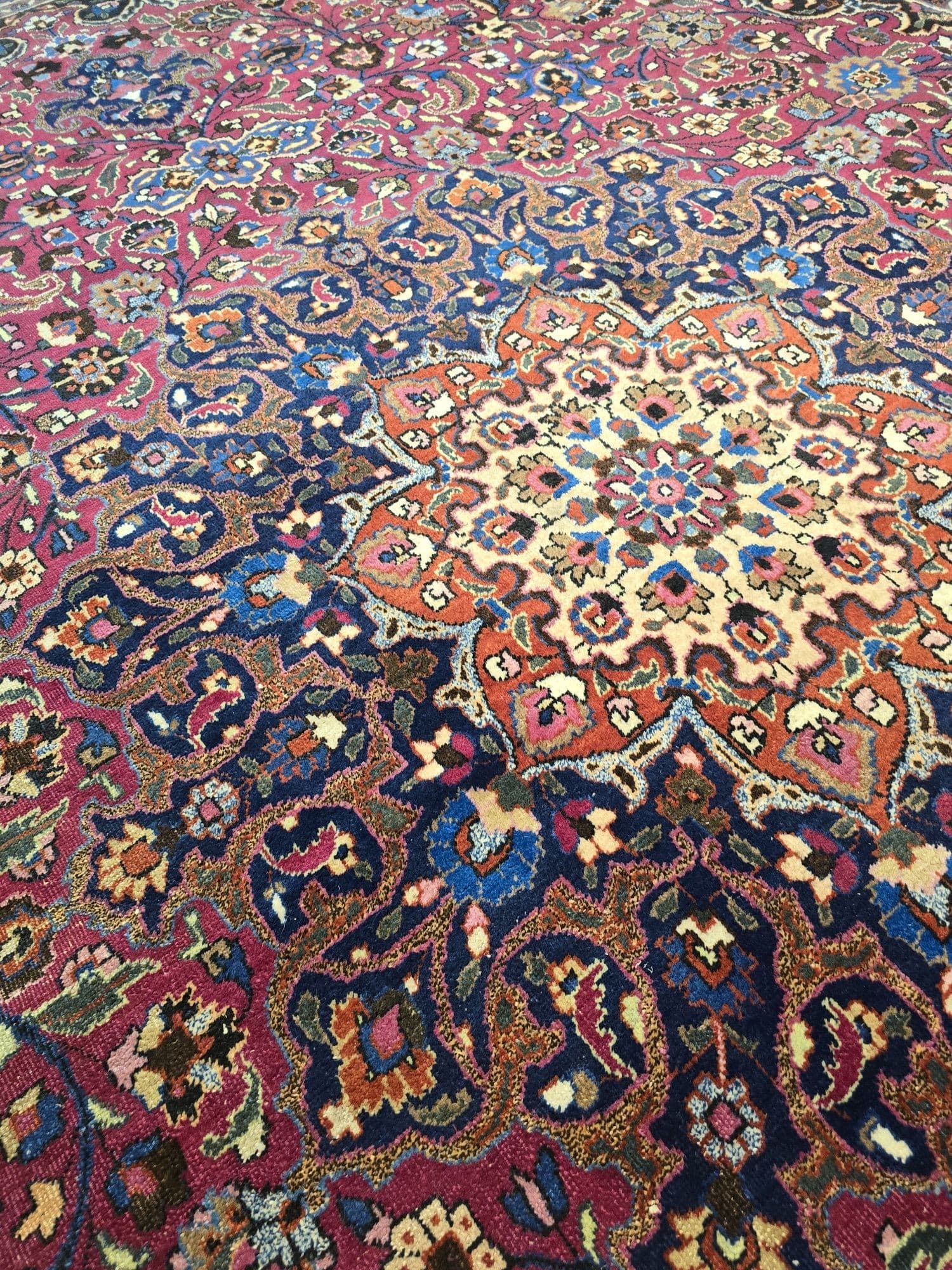 Dywan Mashhad, perski, czerwony, wełna, Iran, lata 90. - 395918