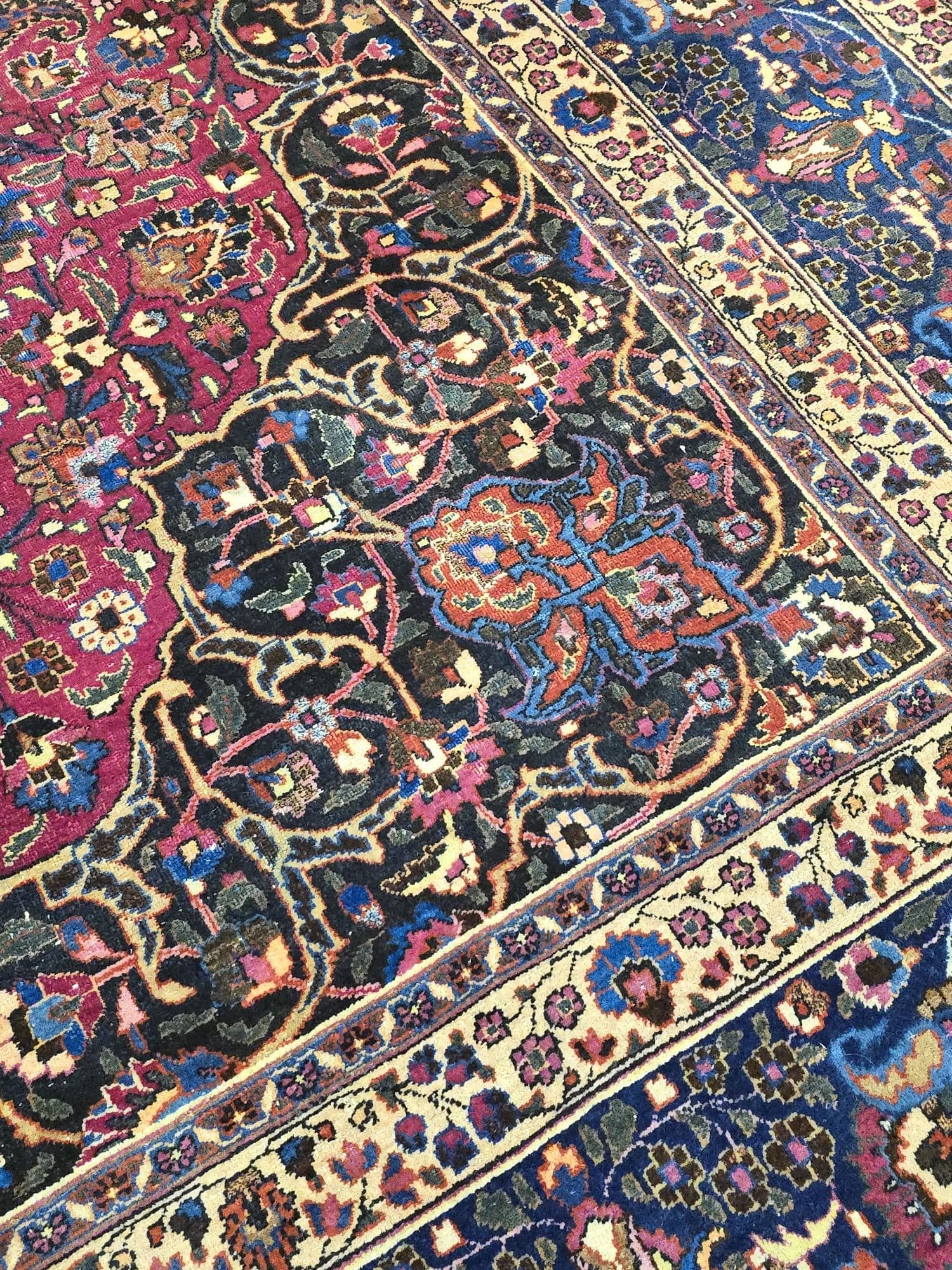 Dywan Mashhad, perski, czerwony, wełna, Iran, lata 90. - 395920