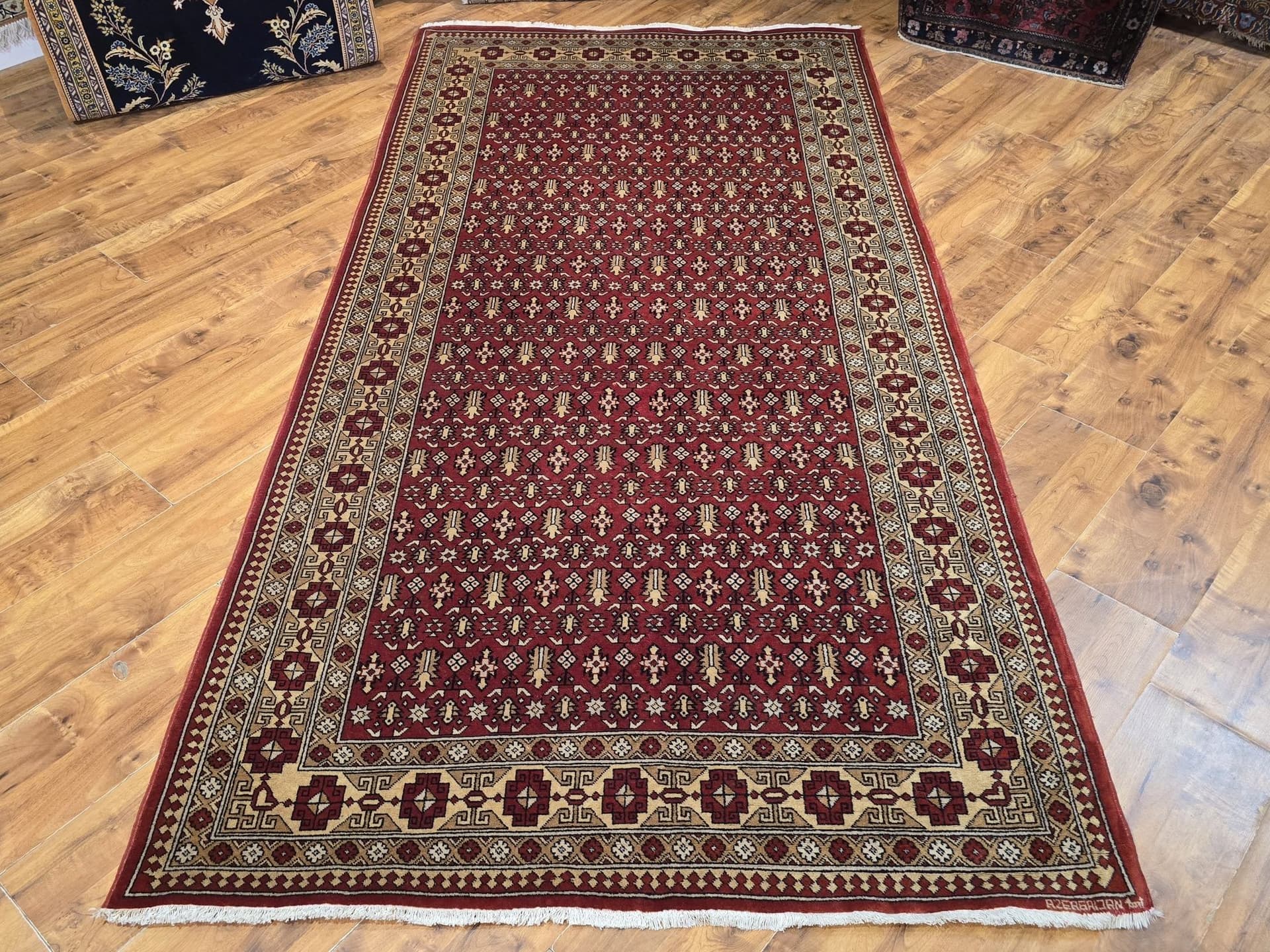 Rug Shirvan, red beige brown, wool, Azerbaijan, 1970s, 250x128 cm - 395930