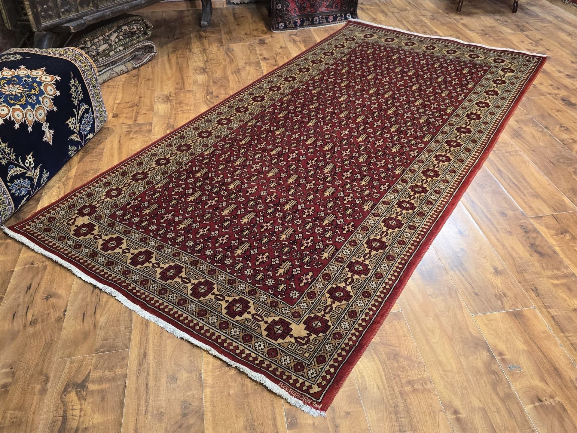 Rug Shirvan, red beige brown, wool, Azerbaijan, 1970s, 250x128 cm - 395931