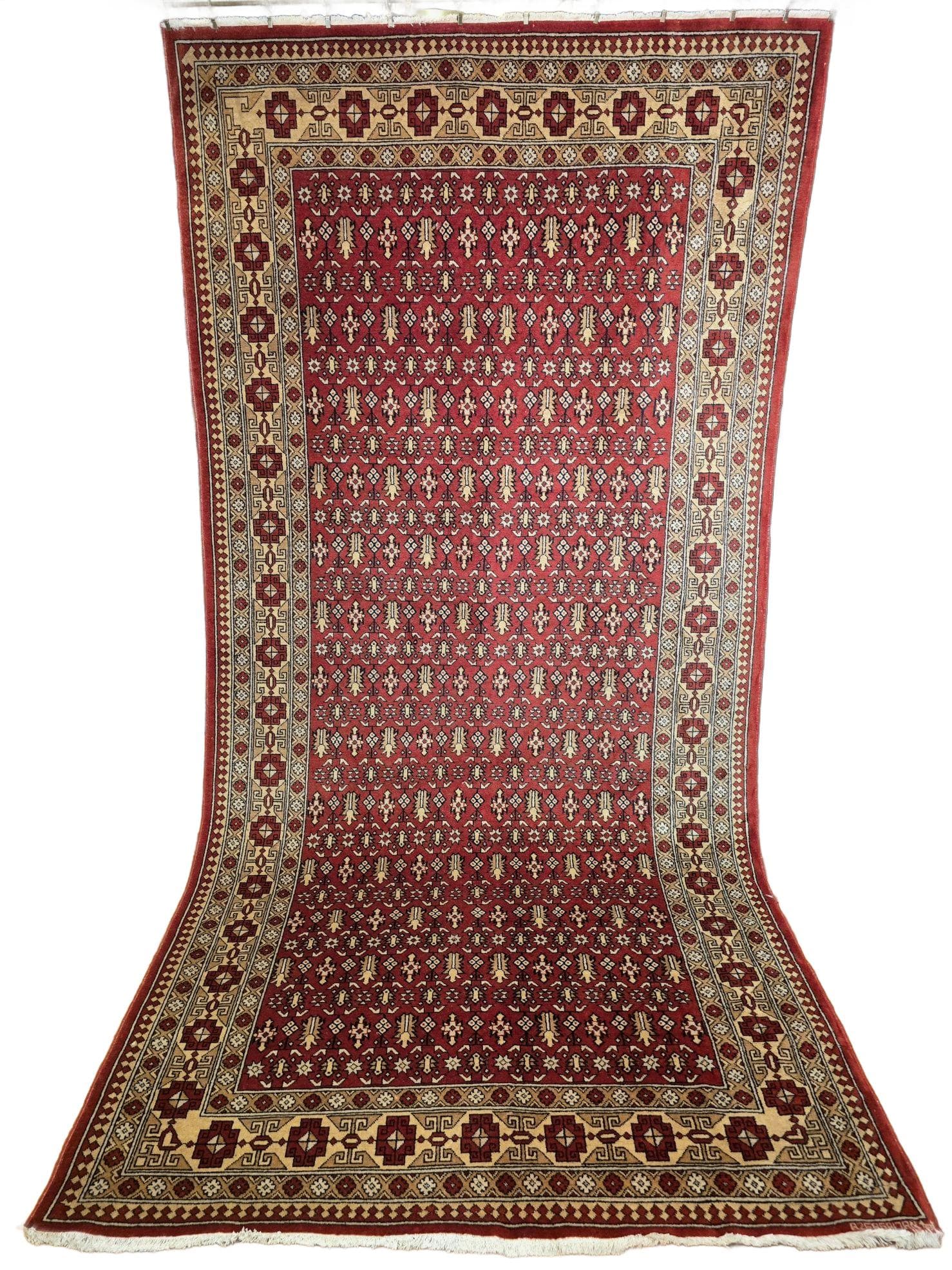 Rug Shirvan, red beige brown, wool, Azerbaijan, 1970s, 250x128 cm
