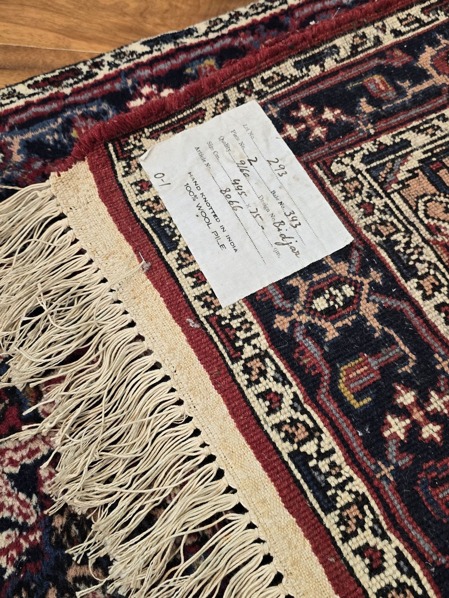 Chodnik Bidjar 75x445 cm, czerwony, niebieski, wełna, Persja - 395956