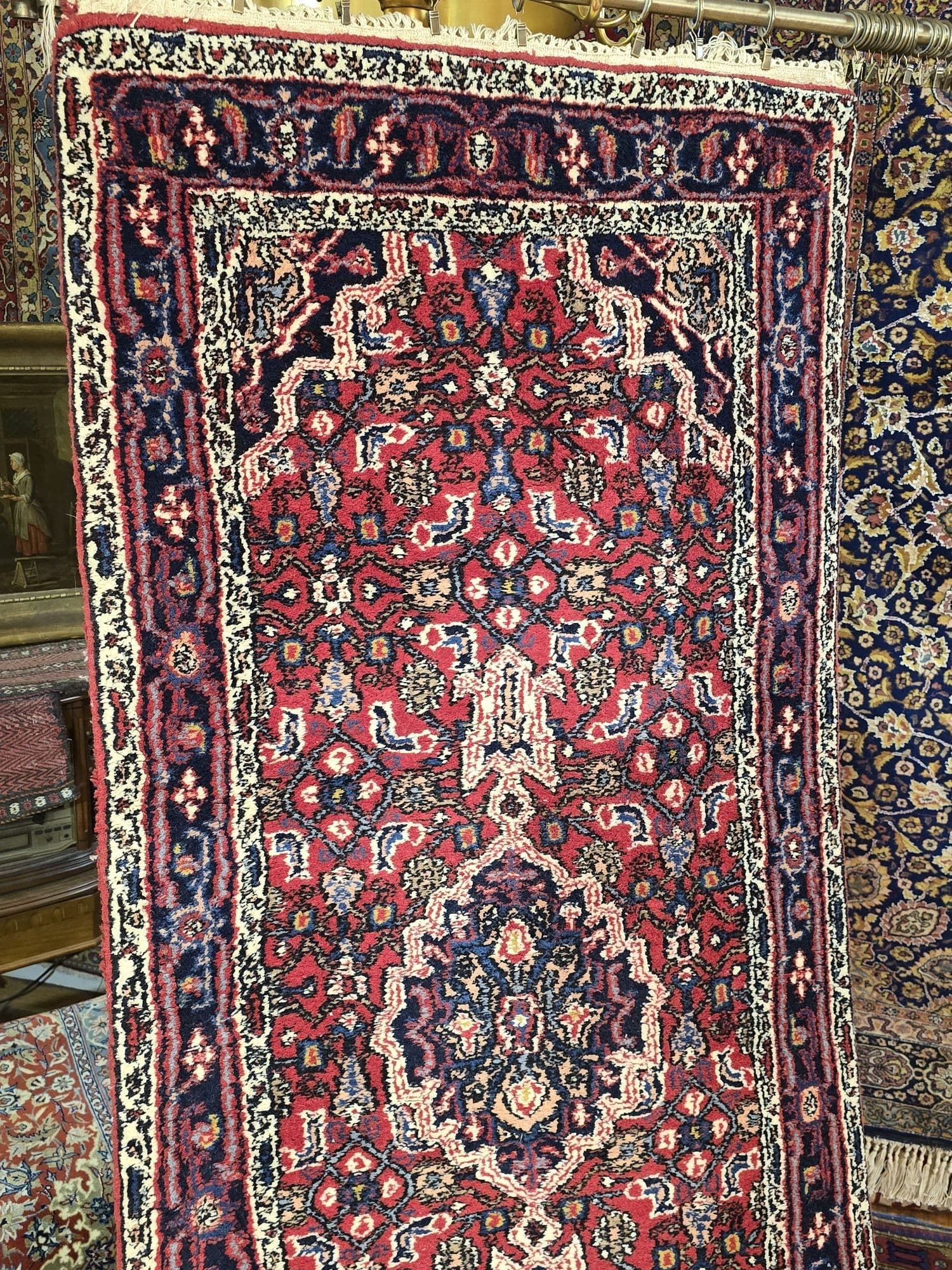 Chodnik Bidjar 75x445 cm, czerwony, niebieski, wełna, Persja - 395954