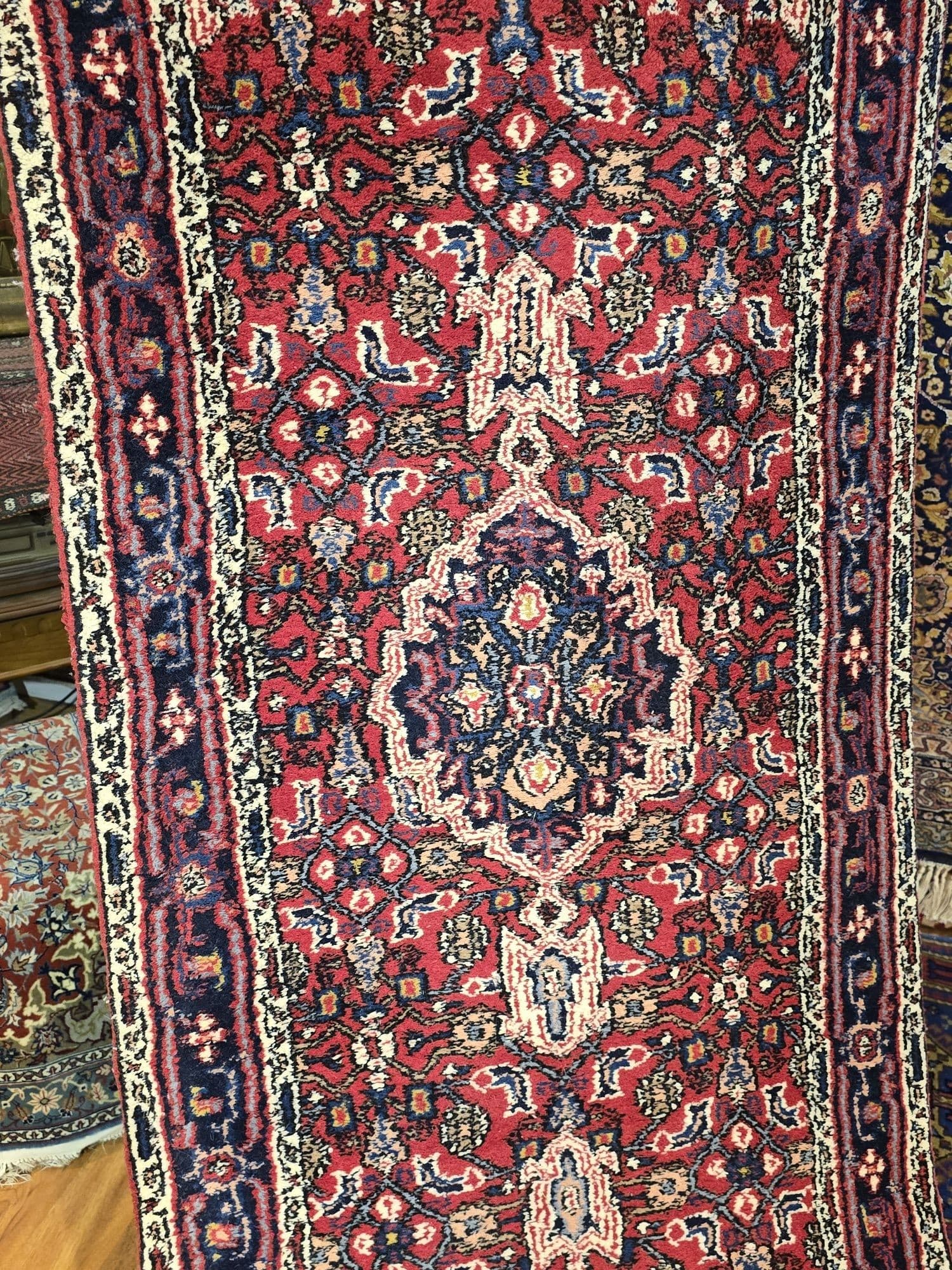 Chodnik Bidjar 75x445 cm, czerwony, niebieski, wełna, Persja - 395958