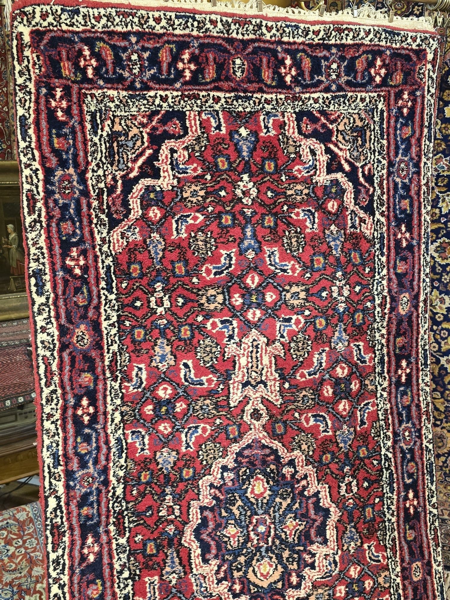 Chodnik Bidjar 75x445 cm, czerwony, niebieski, wełna, Persja - 395953