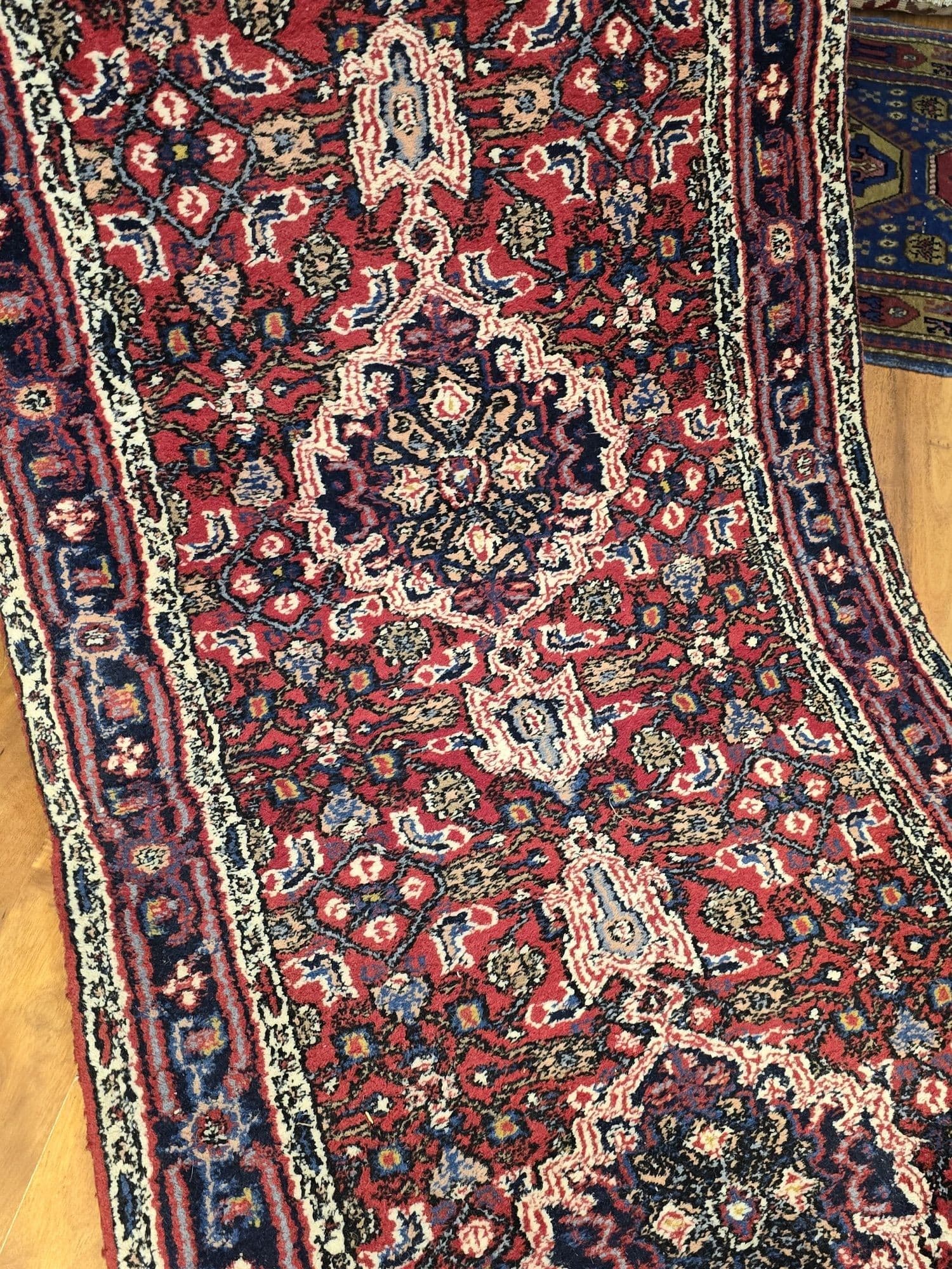 Chodnik Bidjar 75x445 cm, czerwony, niebieski, wełna, Persja - 395959