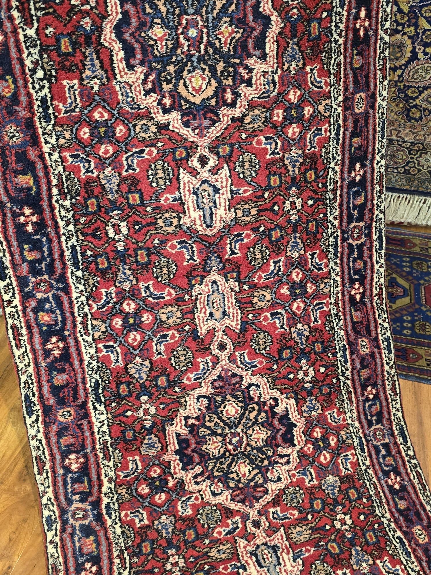 Chodnik Bidjar 75x445 cm, czerwony, niebieski, wełna, Persja - 395957