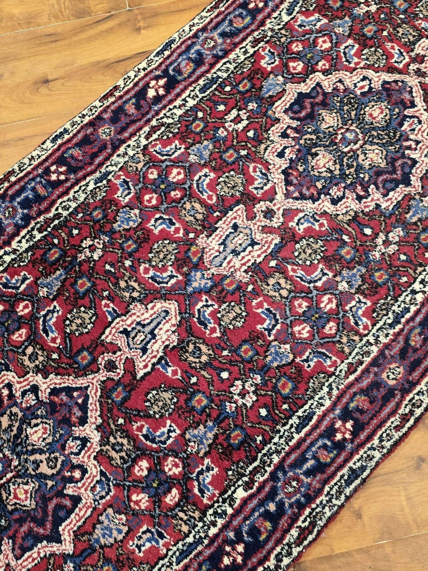 Chodnik Bidjar 75x445 cm, czerwony, niebieski, wełna, Persja - 395955
