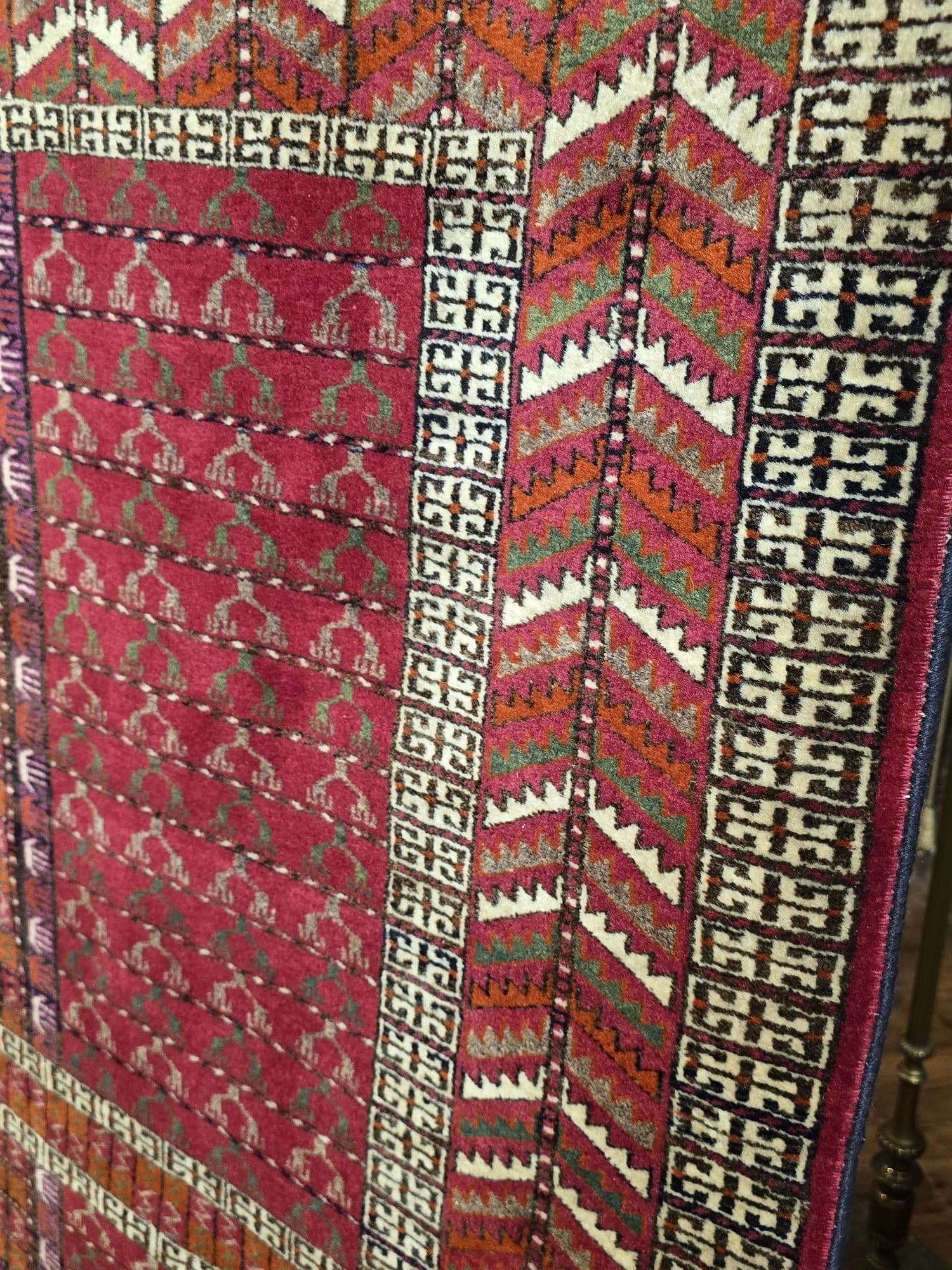 Rug Engsi, red, wool, 200x126 cm, Turkmenistan - 395964