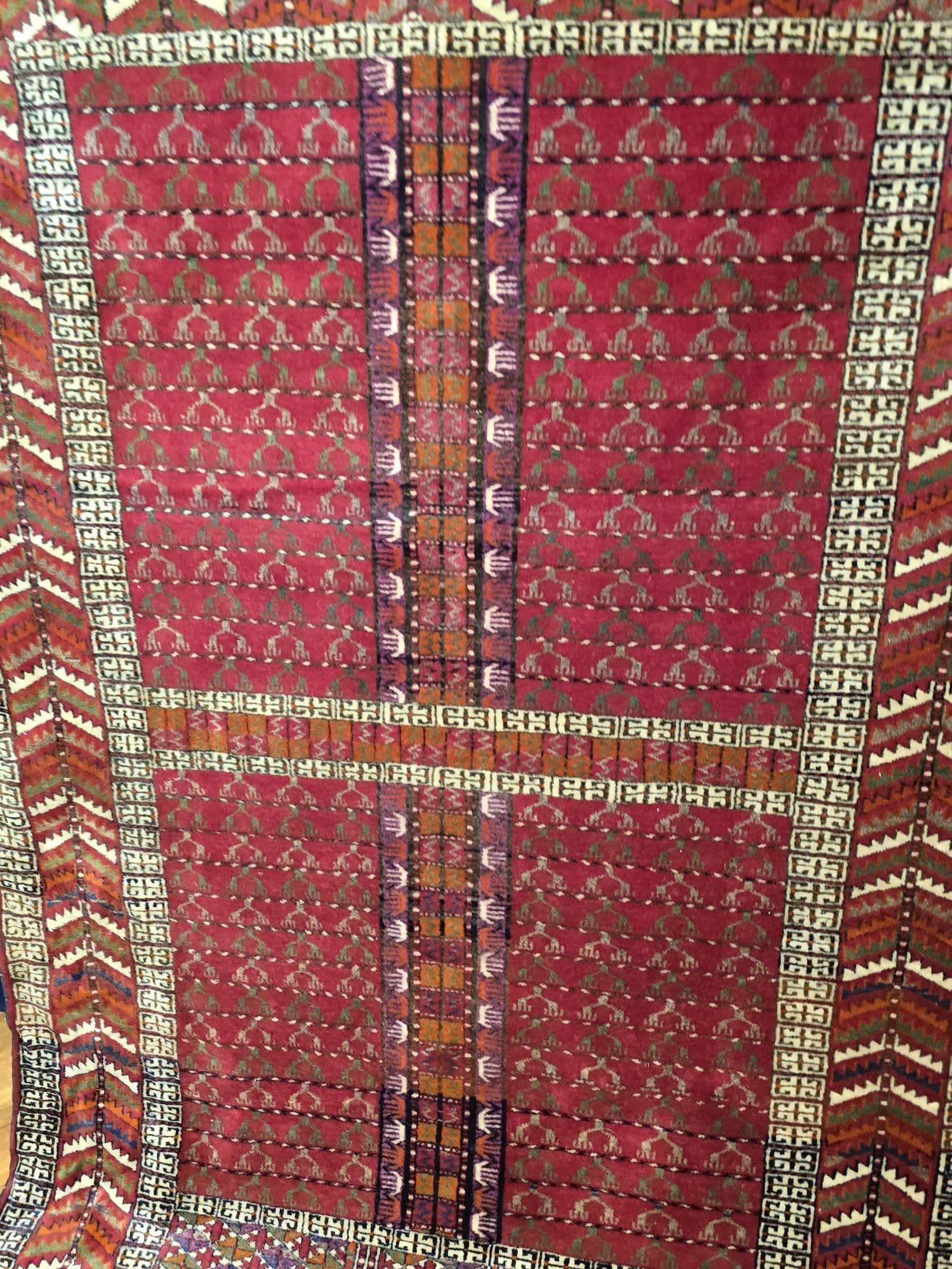 Rug Engsi, red, wool, 200x126 cm, Turkmenistan - 395965