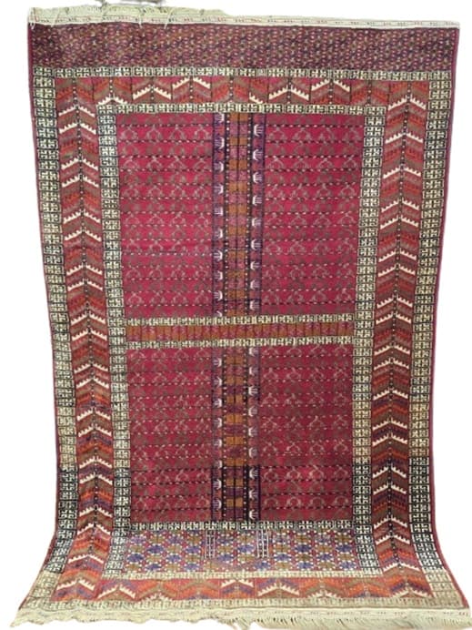 Rug Engsi, red, wool, 200x126 cm, Turkmenistan