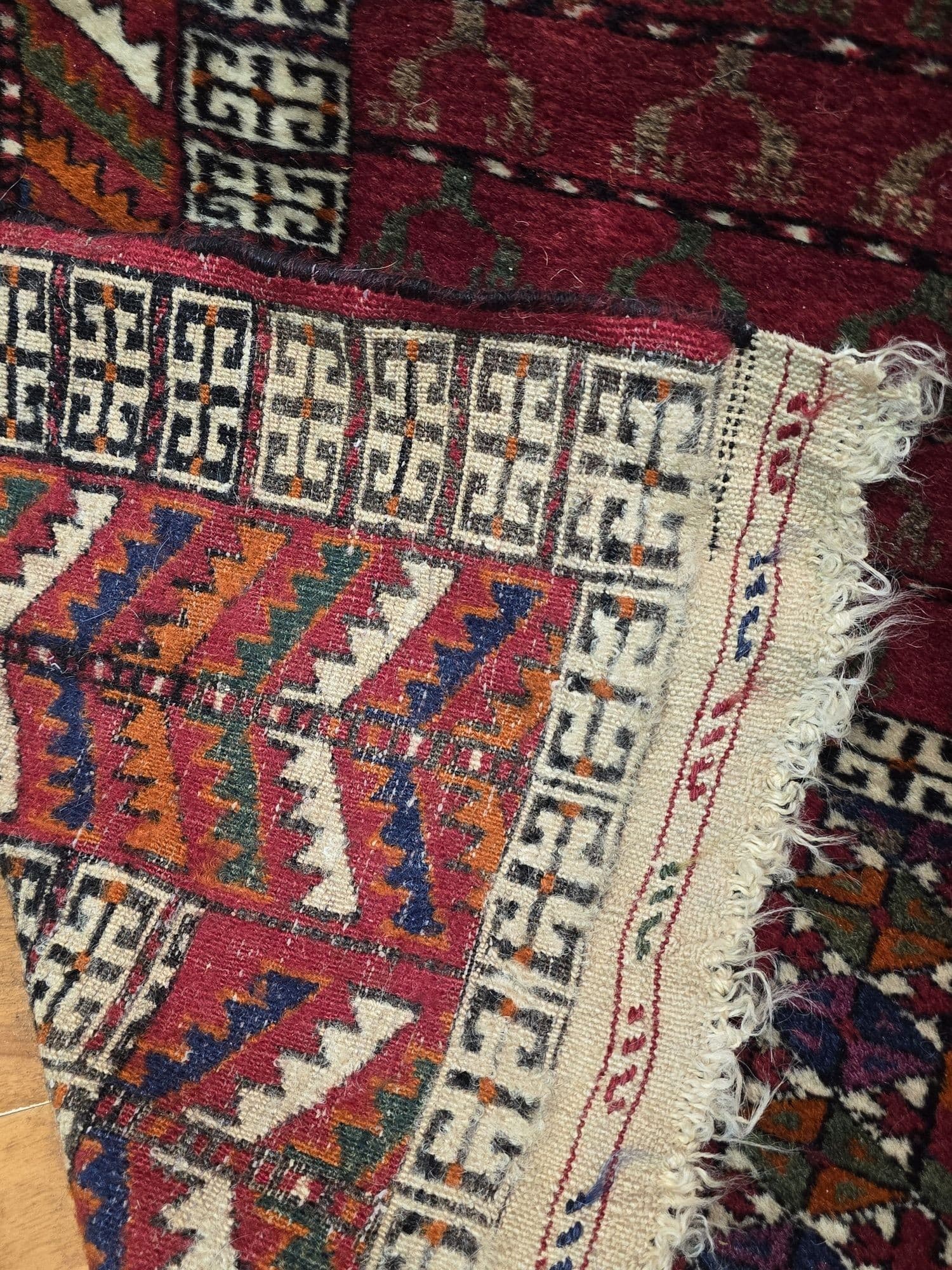 Rug Engsi, red, wool, 200x126 cm, Turkmenistan - 395968